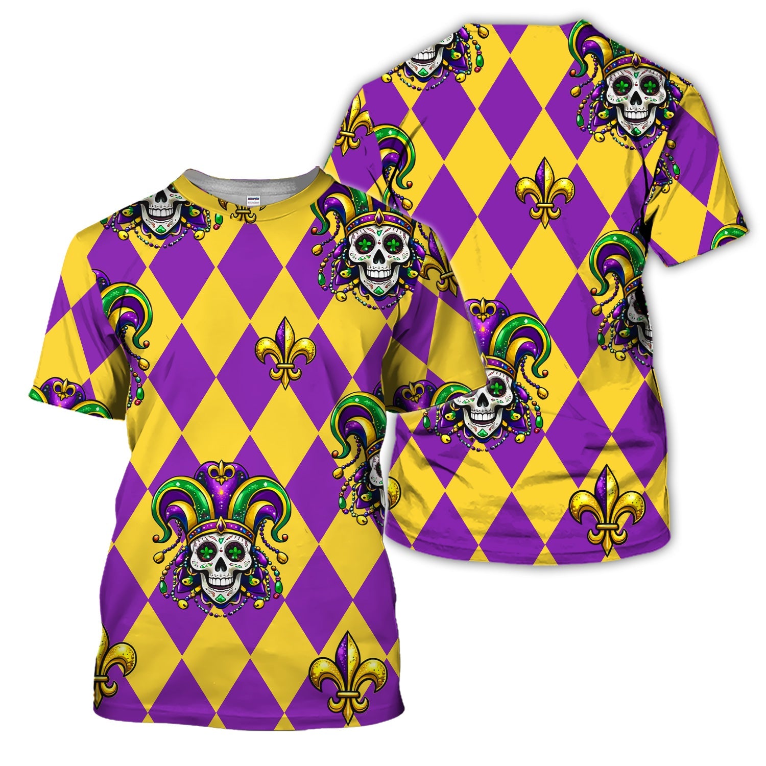 Mardi Gras Carnival Mask Skull Pattern Golf Shirt, Holiday Golf Polos For Men, Golf Gift For Golfer