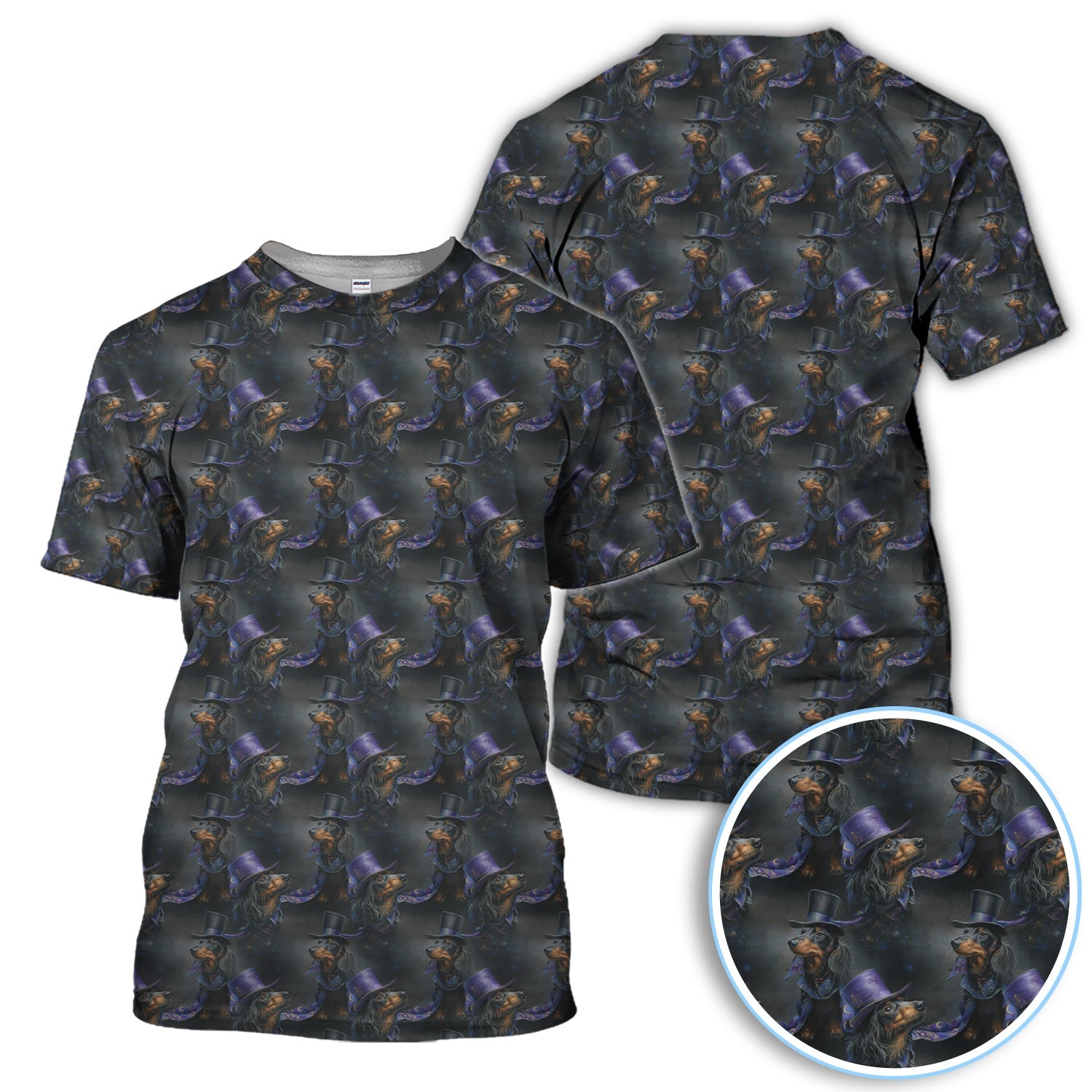 Elegant Dachshund Pattern Golf Shirt, Crazy Wiener Dog Golf Shirt For Golfer, Golf Gift For Men