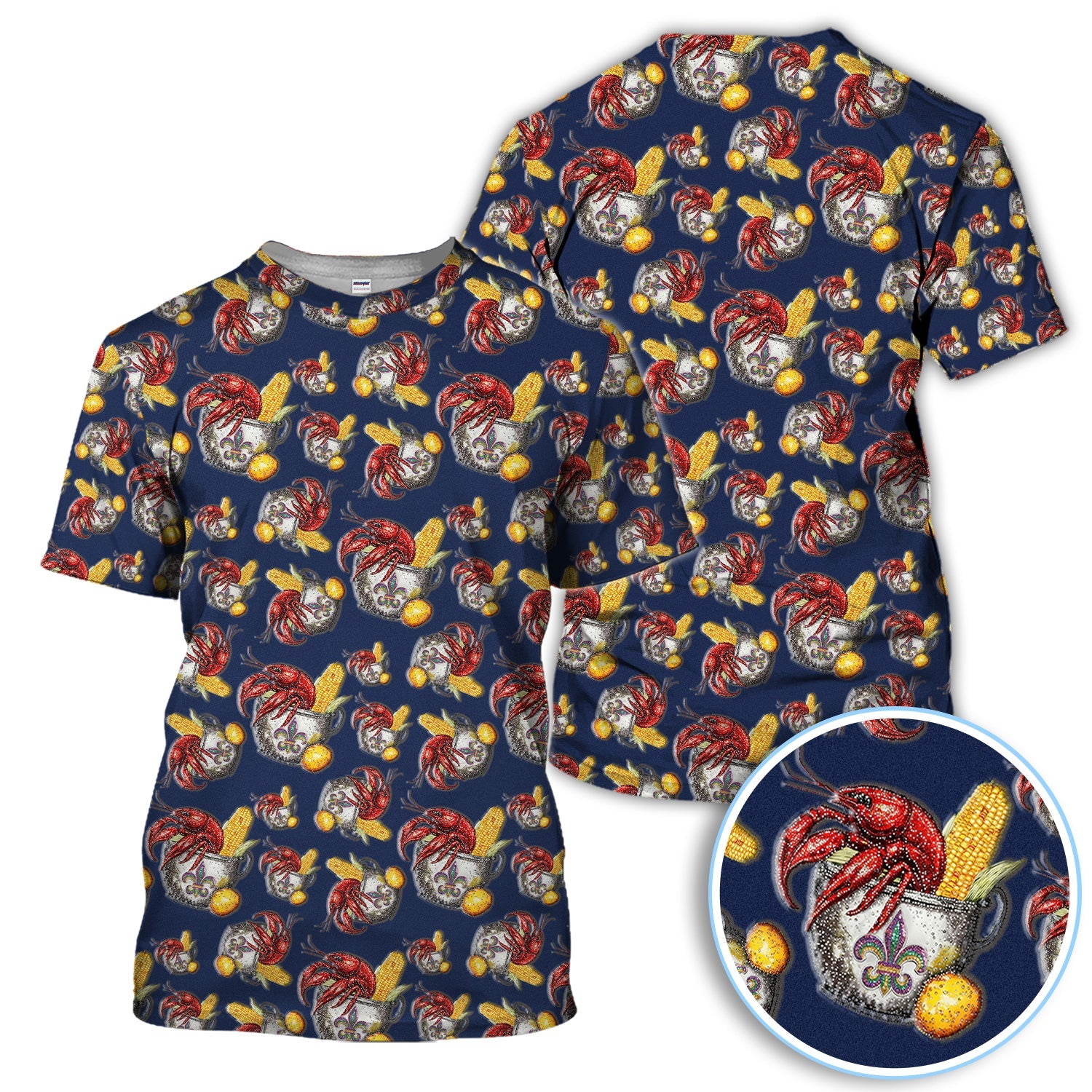 Mardi Gras Crawfish Pattern Golf Shirt, Funny Louisiana Crawfish Golf Polos For Men, Golf Gift For Golfer