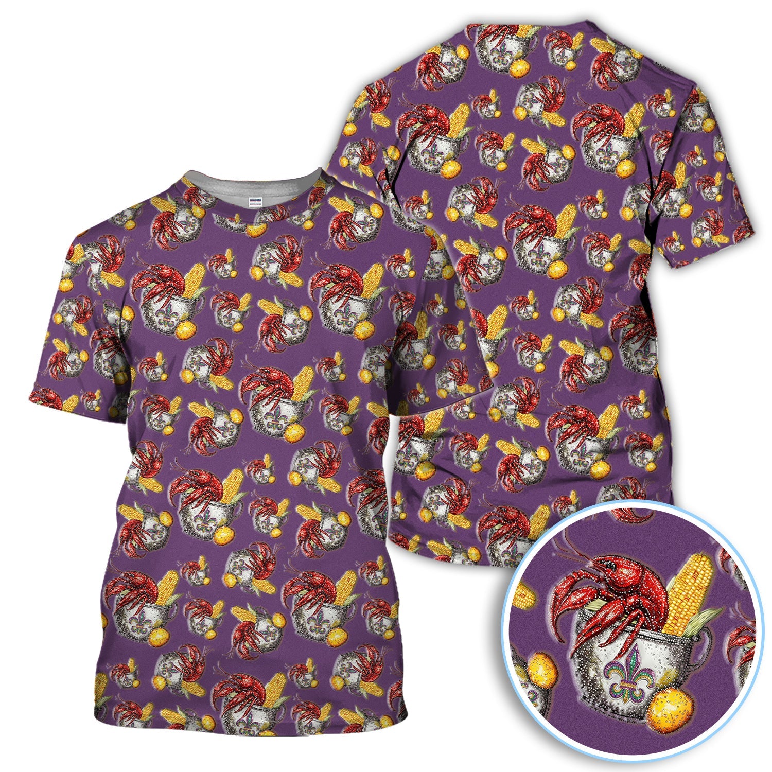 Mardi Gras Crawfish Pattern Golf Shirt, Funny Louisiana Crawfish Golf Polos For Men, Golf Gift For Golfer
