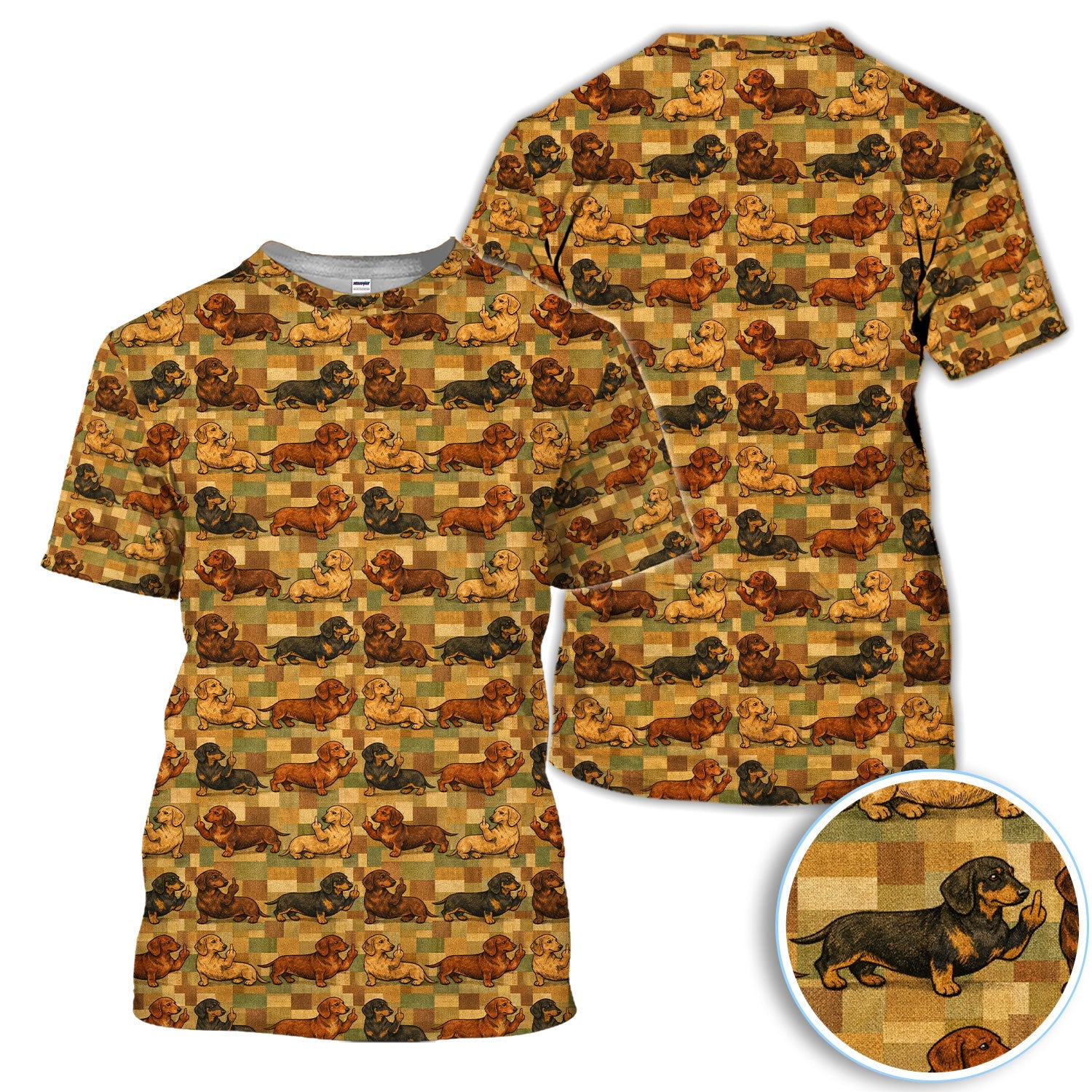 Funny Dachshund Dog Golf Pattern Shirt, Vintage Wiener Dog Golf Shirt For Women, Dog Lover Gift