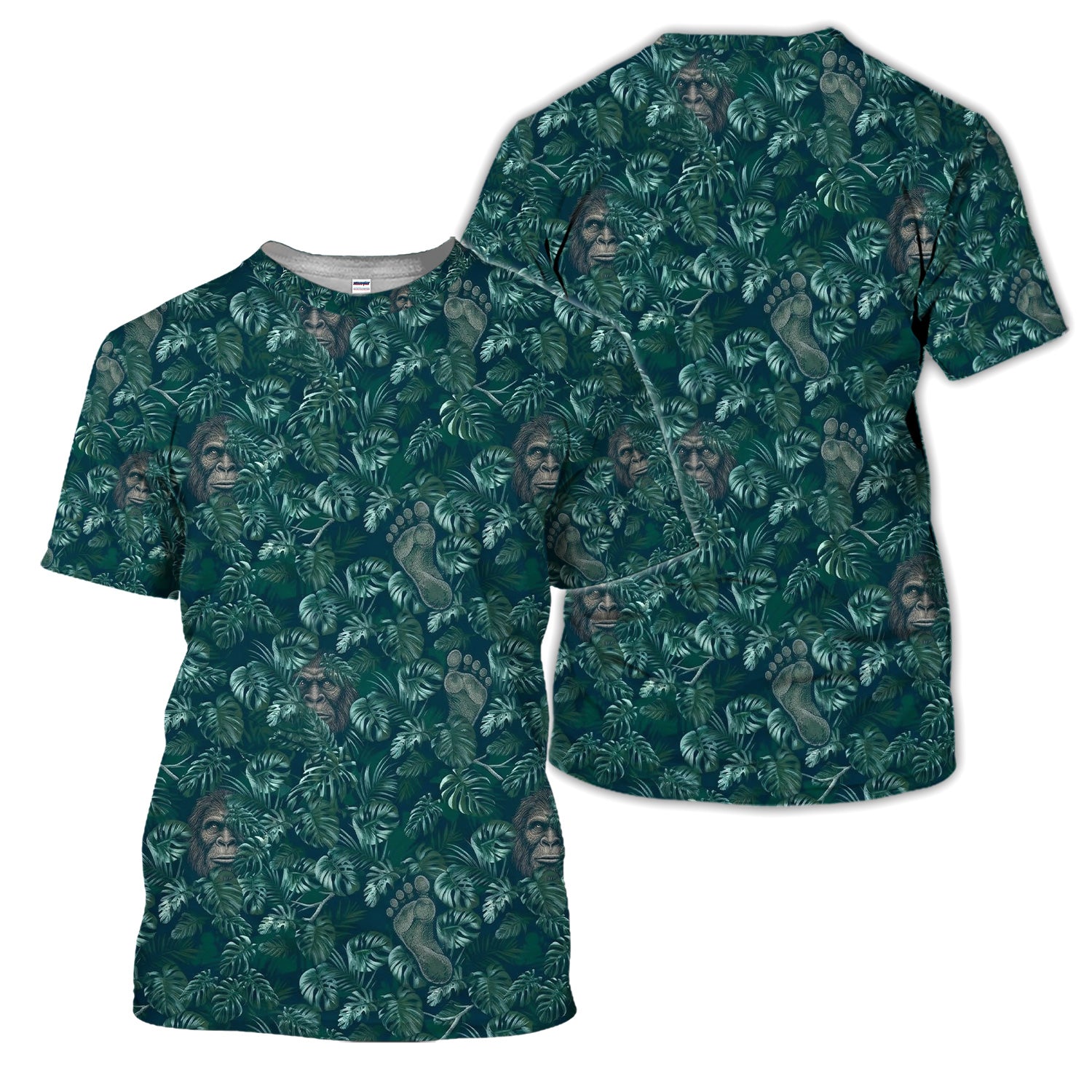 Funny Hidden Gorilla Jungle Golf Pattern Shirt, Bigfoot Footprint Golf Shirt For Men, Golfer Gift