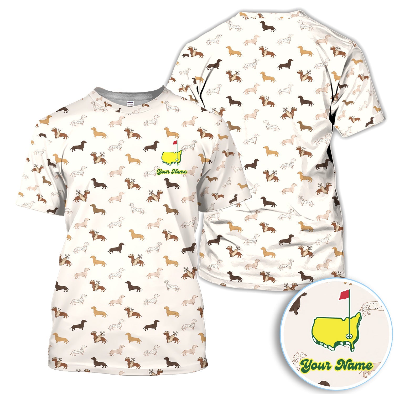 Personalized Dachshund Dog Golf Pattern Shirt, Cute Dachshund Golf Shirt For Women, Dog Lover Golf Gift