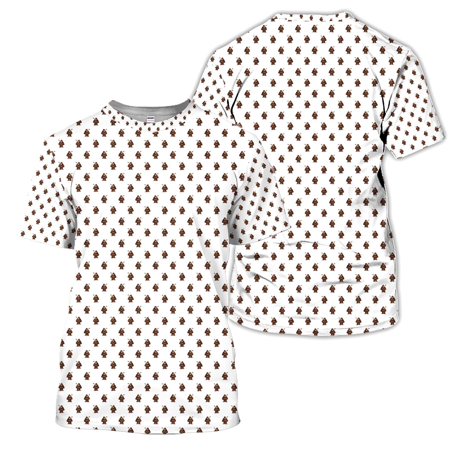 Funny Bigfoot Cartoon Pattern Golf Shirt, Cute Sasquatch Golfer Polo Shirt For Men, Golfer Gift