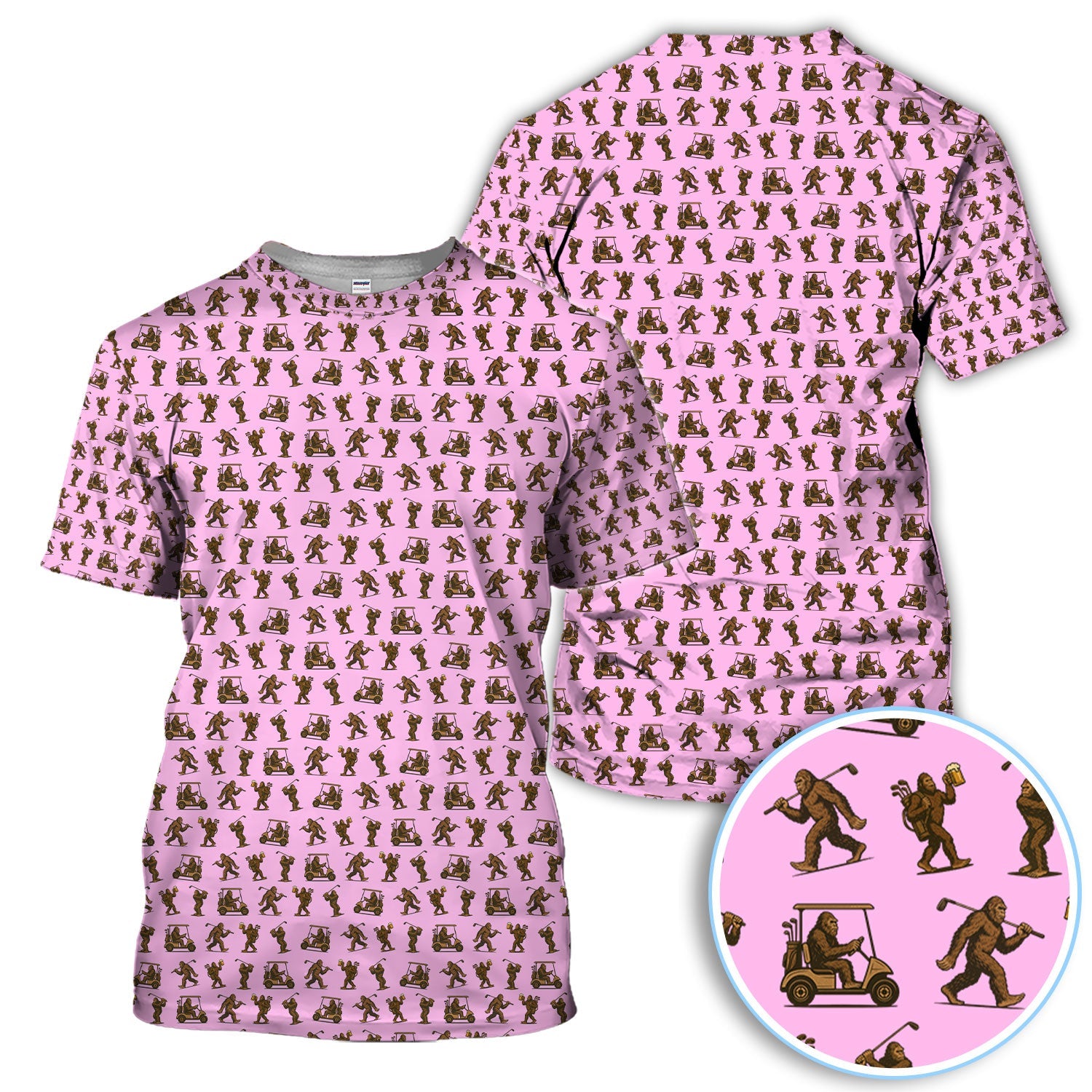 Funny Golf Pattern Shirt, Bigfoot Golf Shirt For Men, Crazy Golf Gift For Golfer