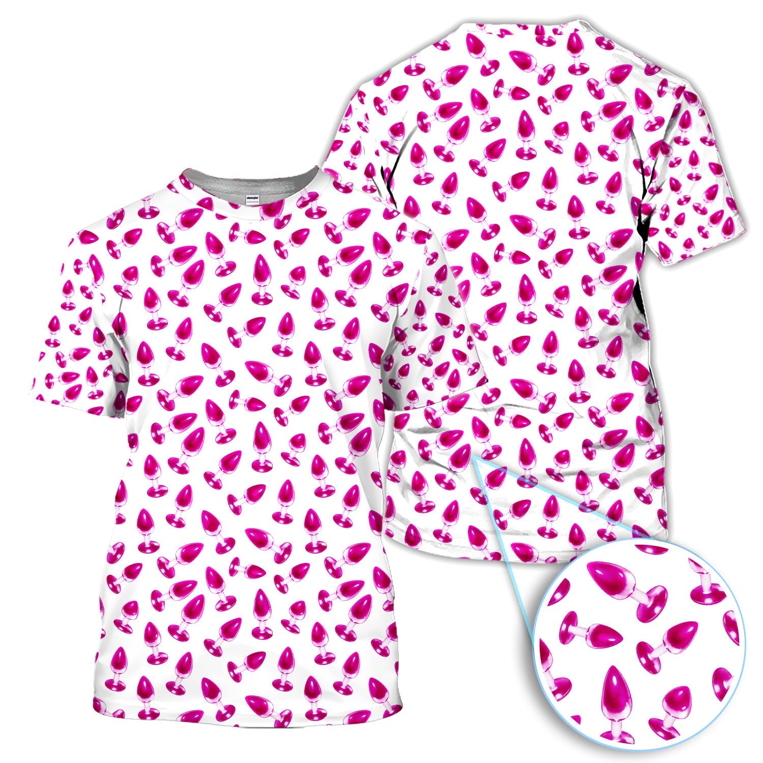 Funny Pink Plug Pattern Shirt, Adult Humor Golf Shirt For Men, Bachelor Party Gift
