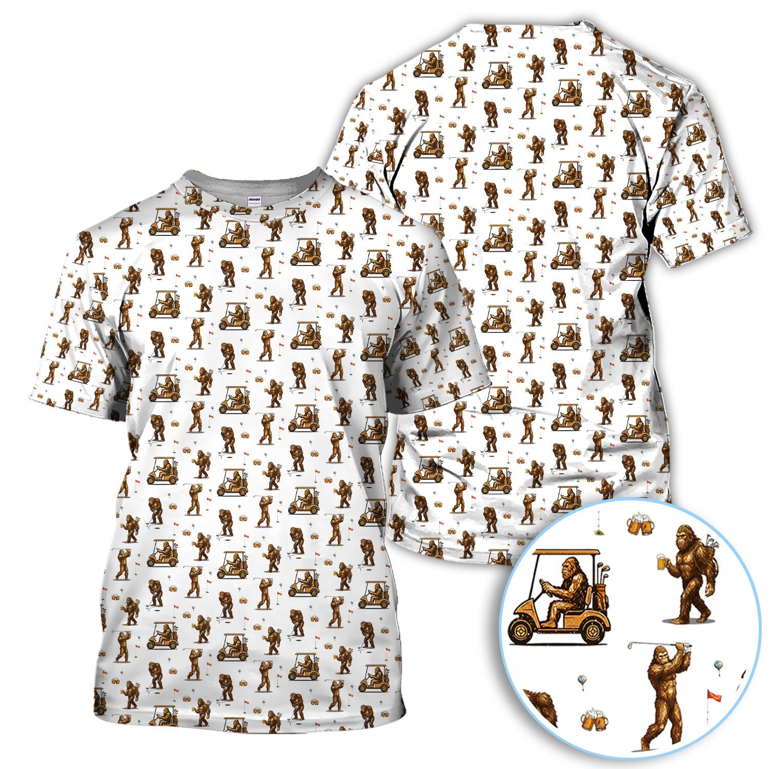Funny Bigfoot Golf Shirt, Squatch Bigfoot And Beer Pattern Golf  Polos, Crazy Golf Gift For Golfer