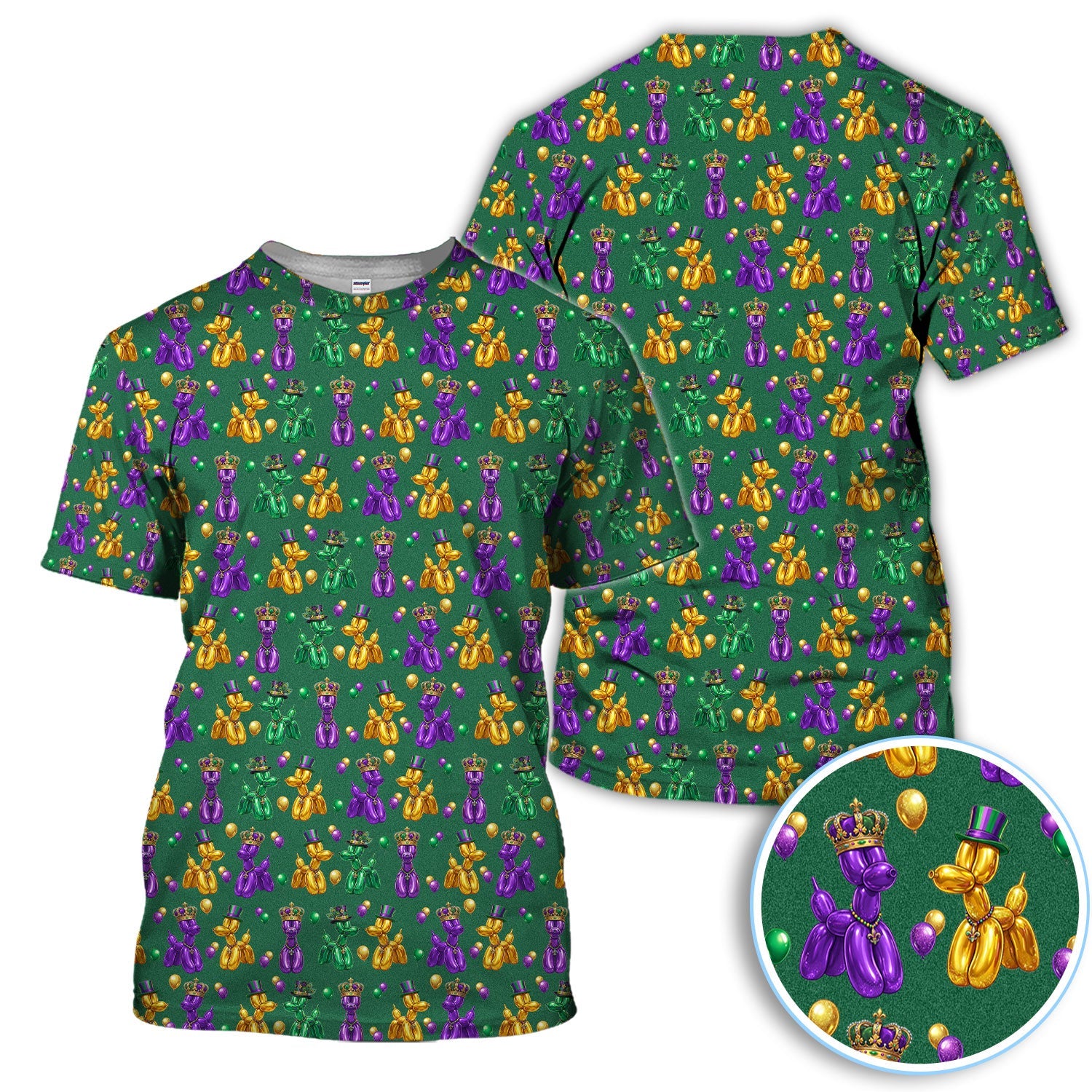 Mardi Gras Bead Dogs Golf Polos For Golfer, Festival Pattern Golf Shirt, Golf Gift For Men