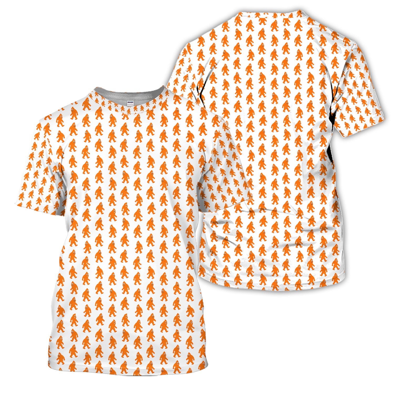 Funny Orange Bigfoot Golf Pattern Shirt, Sasquatch Golf Shirt For Men, Cryptid Lover Gift