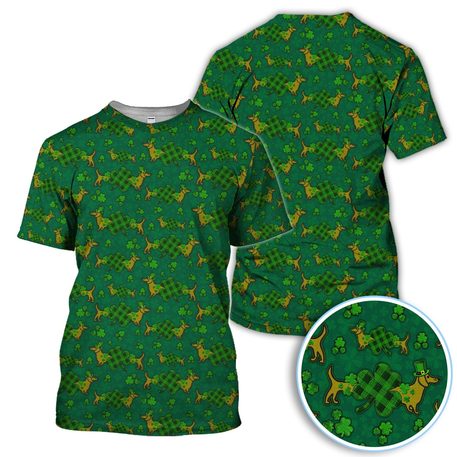 St. Patrick’s Day Golf Polos, Funny Dachshund Shamrock Golf Shirt For Men, Crazy Golf Gift For Golfer