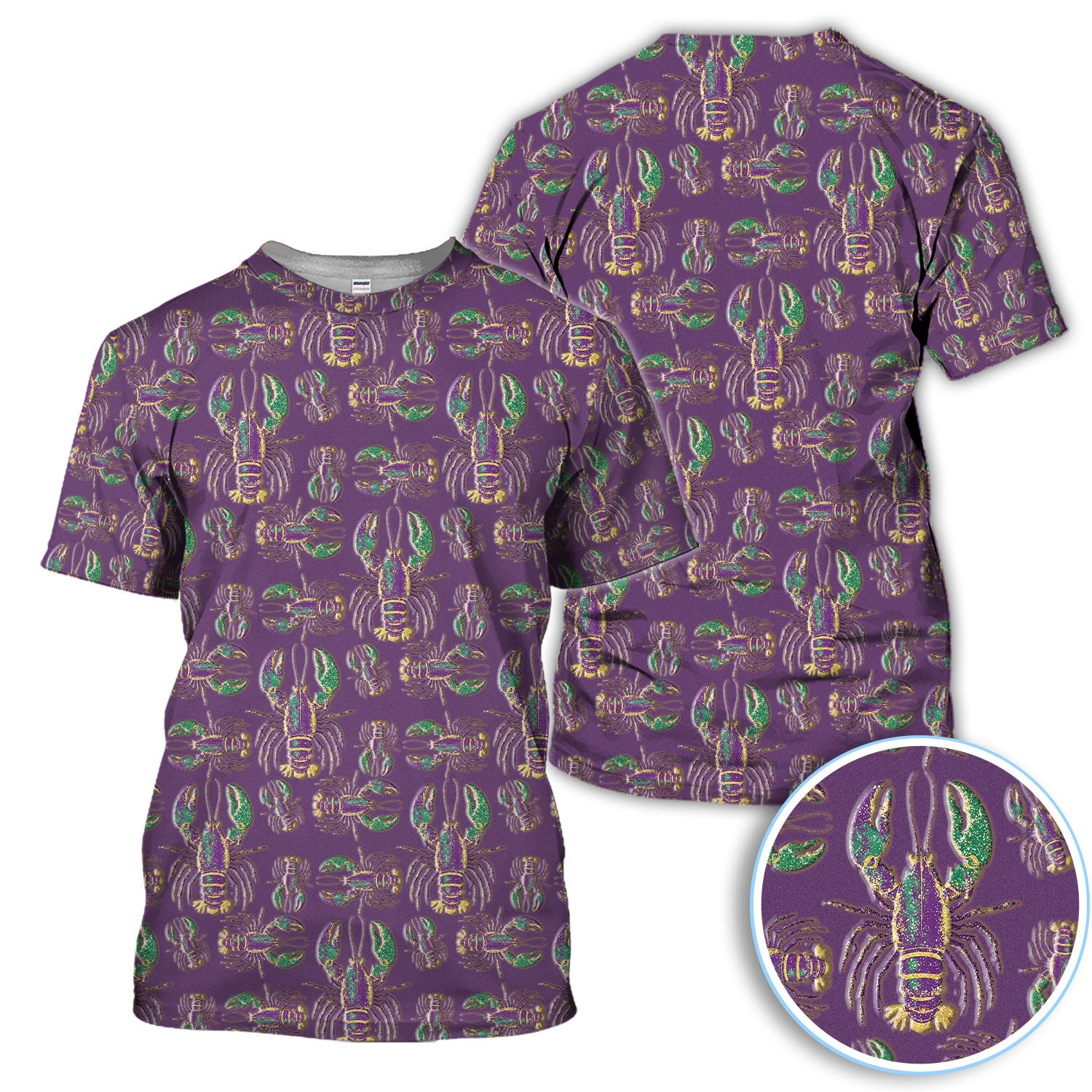 Mardi Gras Crawfish Pattern Golf Polos, Crazy Louisiana Crawfish Golf Shirt For Men, Golf Gift For Golfer