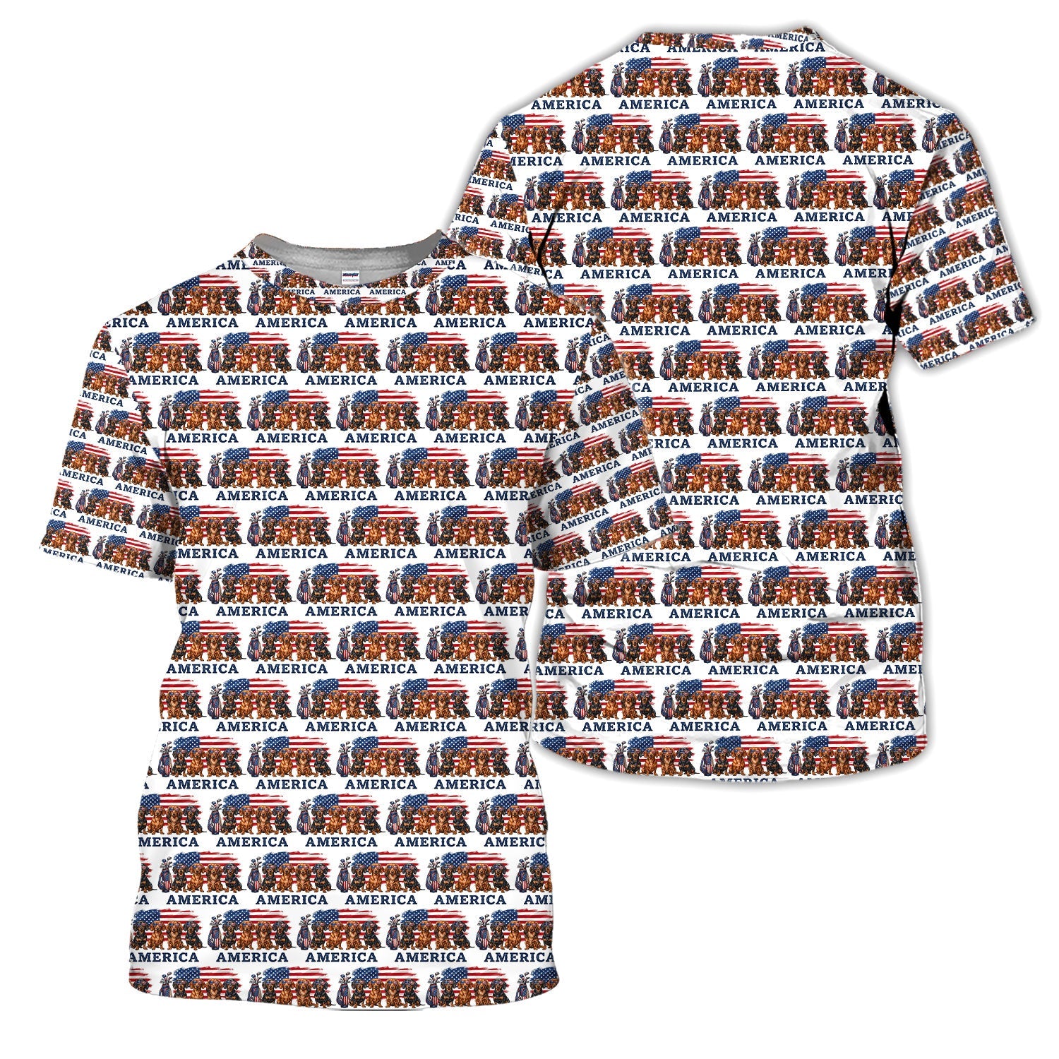 Dachshund America Pattern Golf Polos, Crazy Dachshund Golf Shirt For Women, Funny Golf Shirt