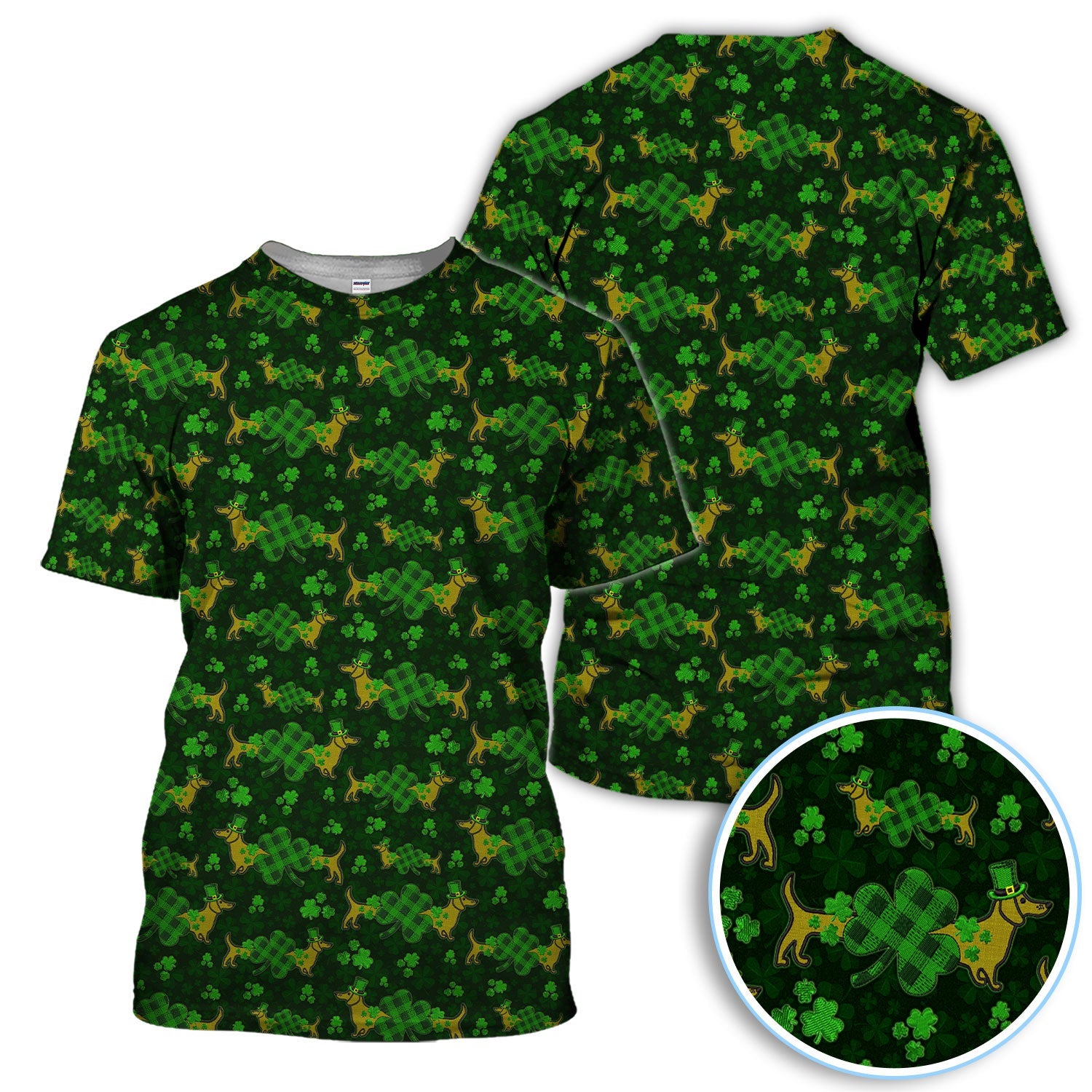 St. Patrick’s Day Golf Polos, Funny Dachshund Shamrock Golf Shirt For Men, Crazy Golf Gift For Golfer