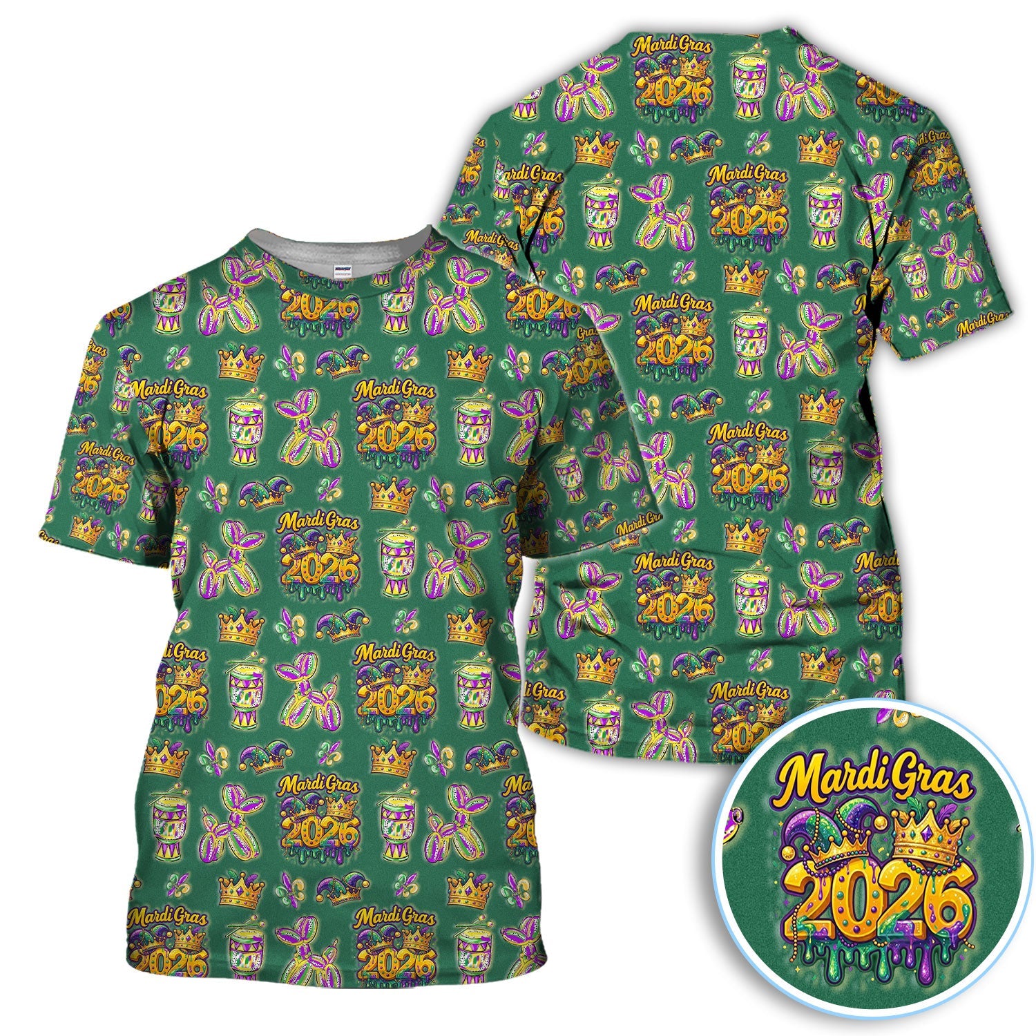 Mardi Gras 2026 Golf Polos For Golfer, Festive Crown Mask Pattern Golf Shirt, Golf Gift For Men