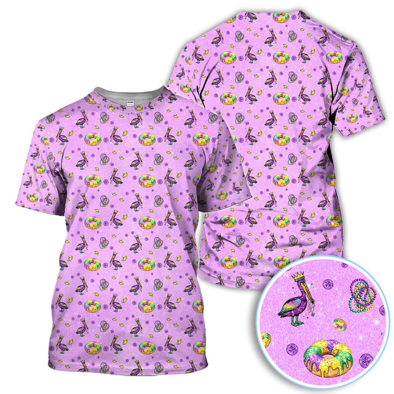 Funny Mardi Gras Pattern Golf Polos, Carnival Golf Shirt For Men, Golf Gift For Golfer