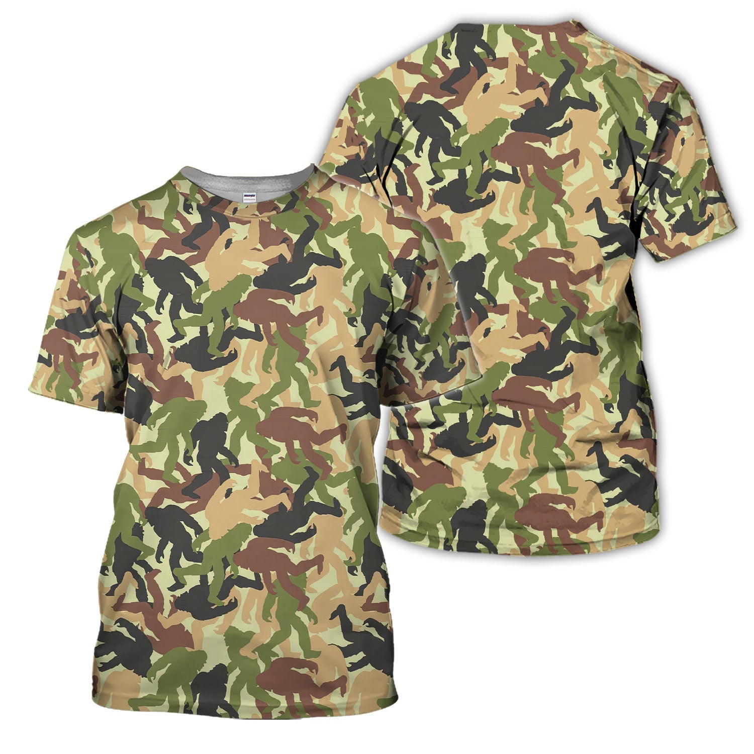 Bigfoot Camo Pattern Golf Polos, Crazy Sasquatch Golf Shirt, Funny Golf Gift For Golfer