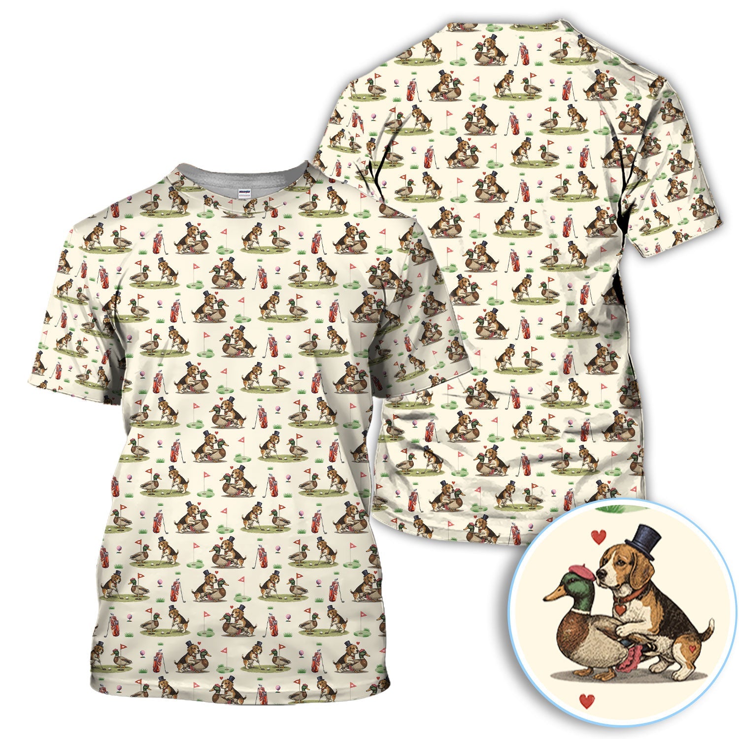 Beagle Pattern Golf Shirt, Valentine Love Golf Shirt For Hunter Lover, Golf Gift For Golfer