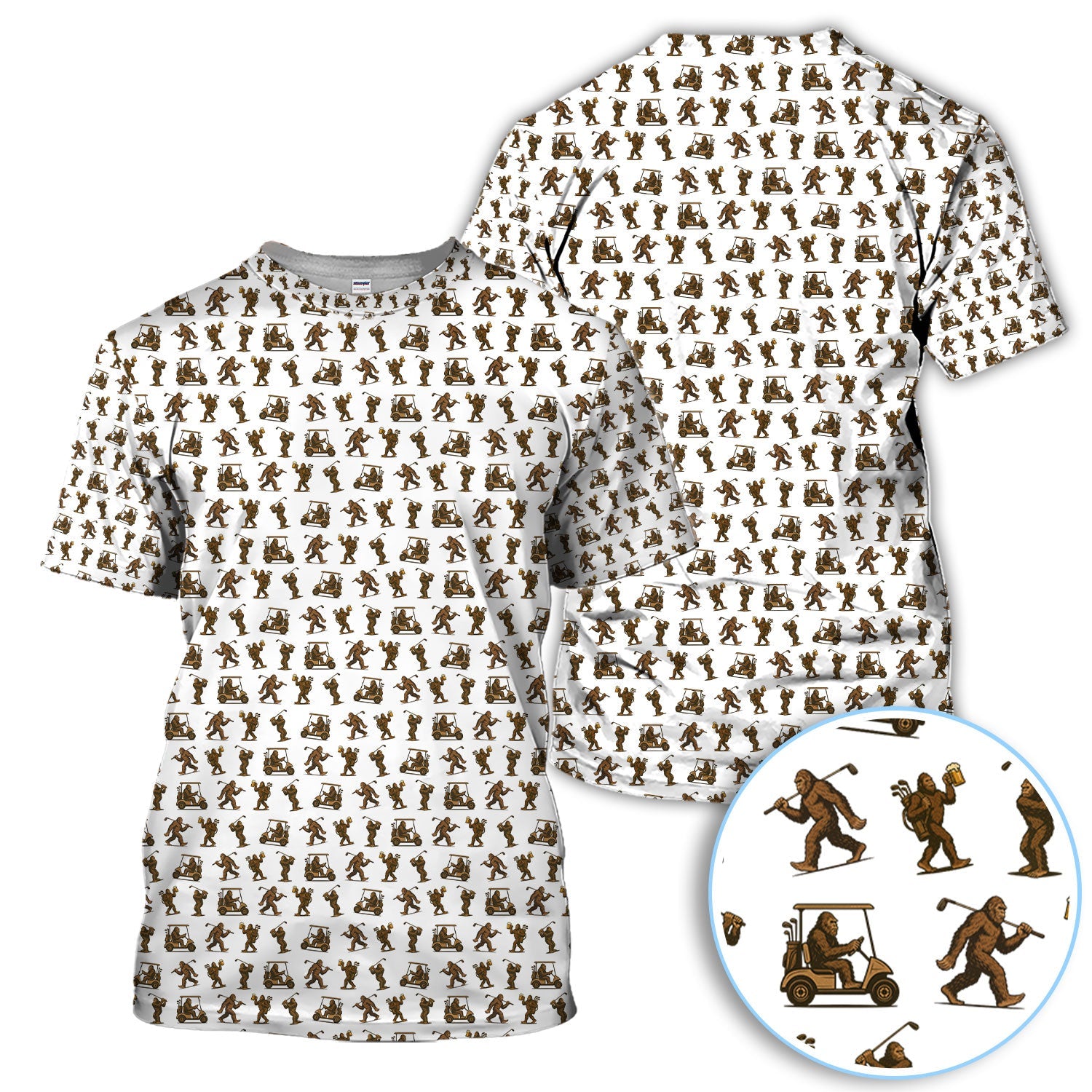 Funny Golf Pattern Shirt, Bigfoot Golf Shirt For Men, Crazy Golf Gift For Golfer