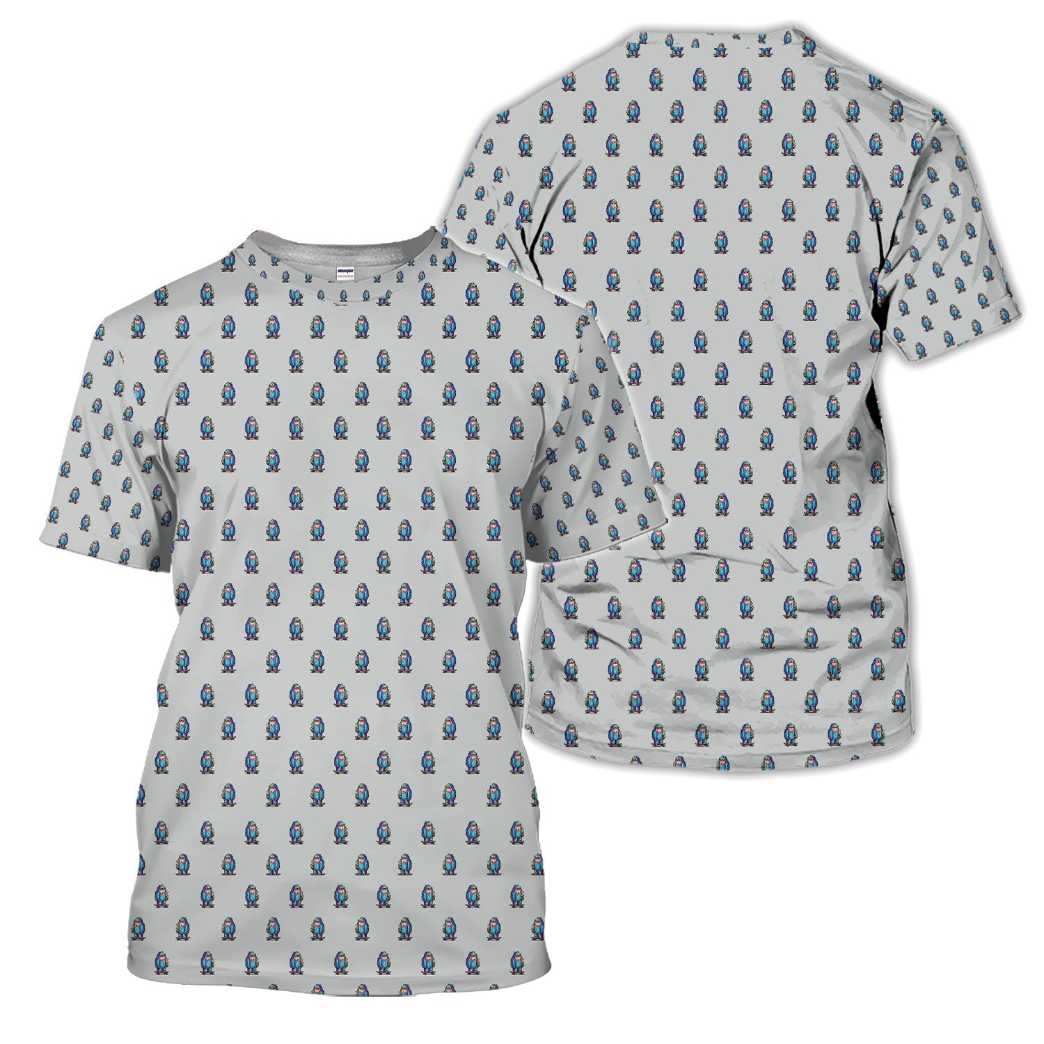 Funny Yeti Pattern Golf Polos, Bigfoot Coffee Skateboard Golf Shirt, Crazy Golf Shirts For Men