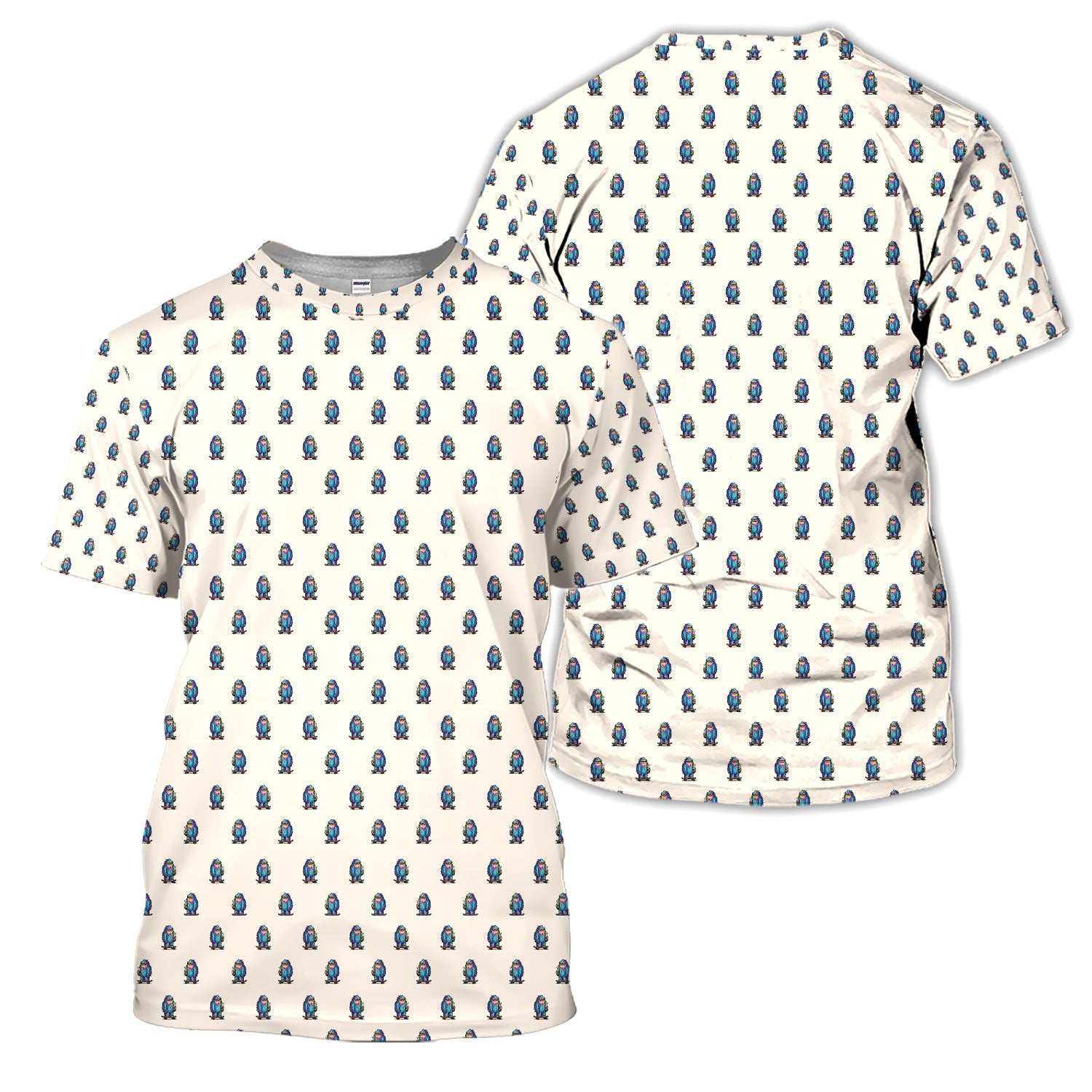 Funny Yeti Pattern Golf Polos, Bigfoot Coffee Skateboard Golf Shirt, Crazy Golf Shirts For Men