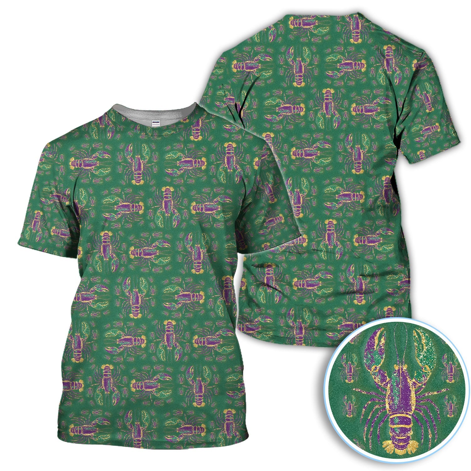 Louisiana Crawfish Pattern Golf Shirt, Mardi Gras Golf Polos For Golfer