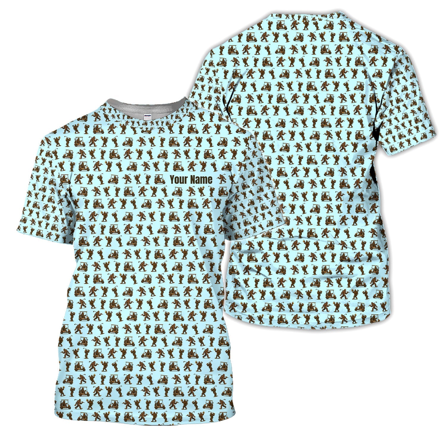 Personalized Bigfoot Golf Polos, Sasquatch Pattern Golf Shirt For Men, Crazy Golf Shirt