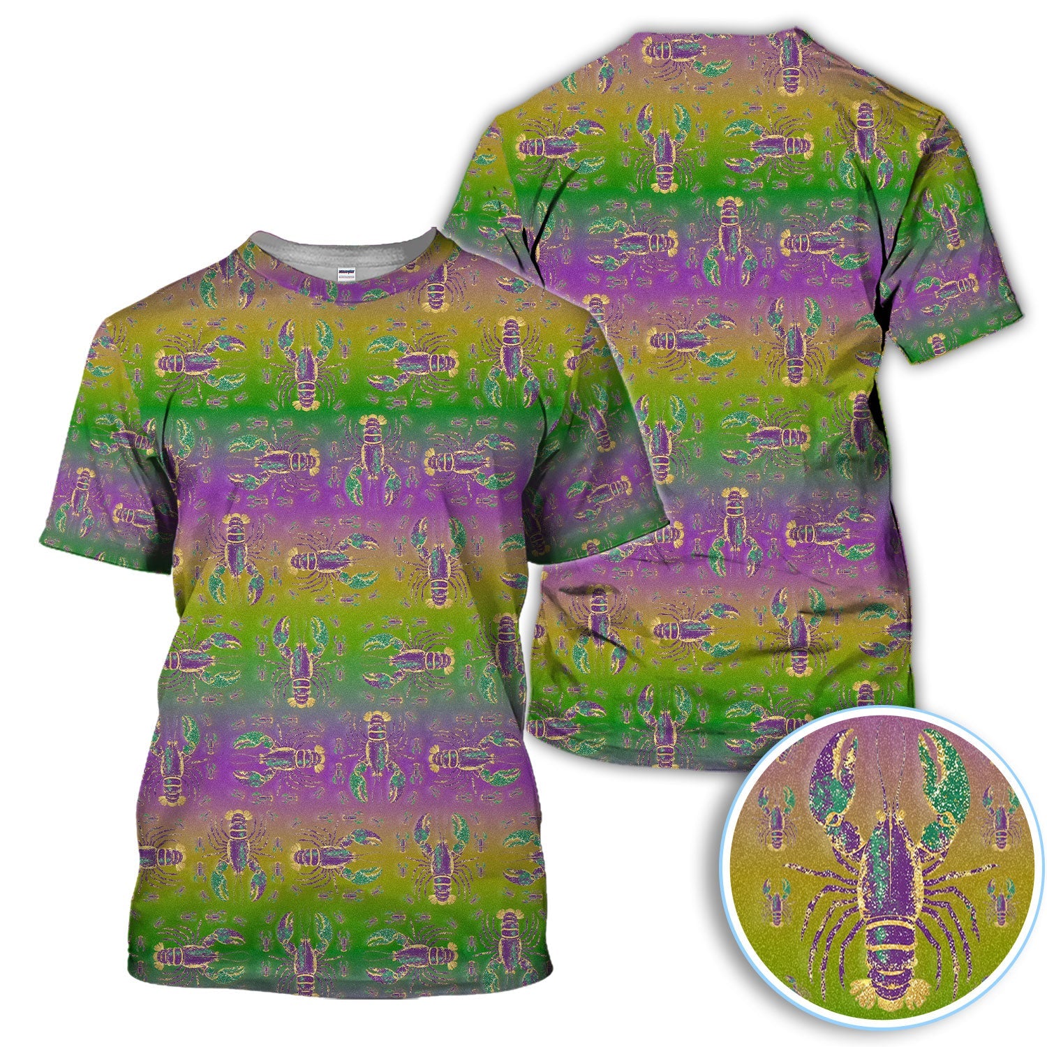 Louisiana Crawfish Pattern Golf Shirt, Mardi Gras Golf Polos For Golfer