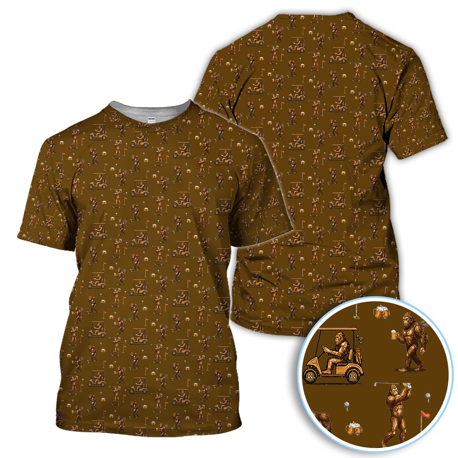 Funny Bigfoot Golf Shirt, Squatch Bigfoot And Beer Pattern Golf  Polos, Crazy Golf Gift For Golfer