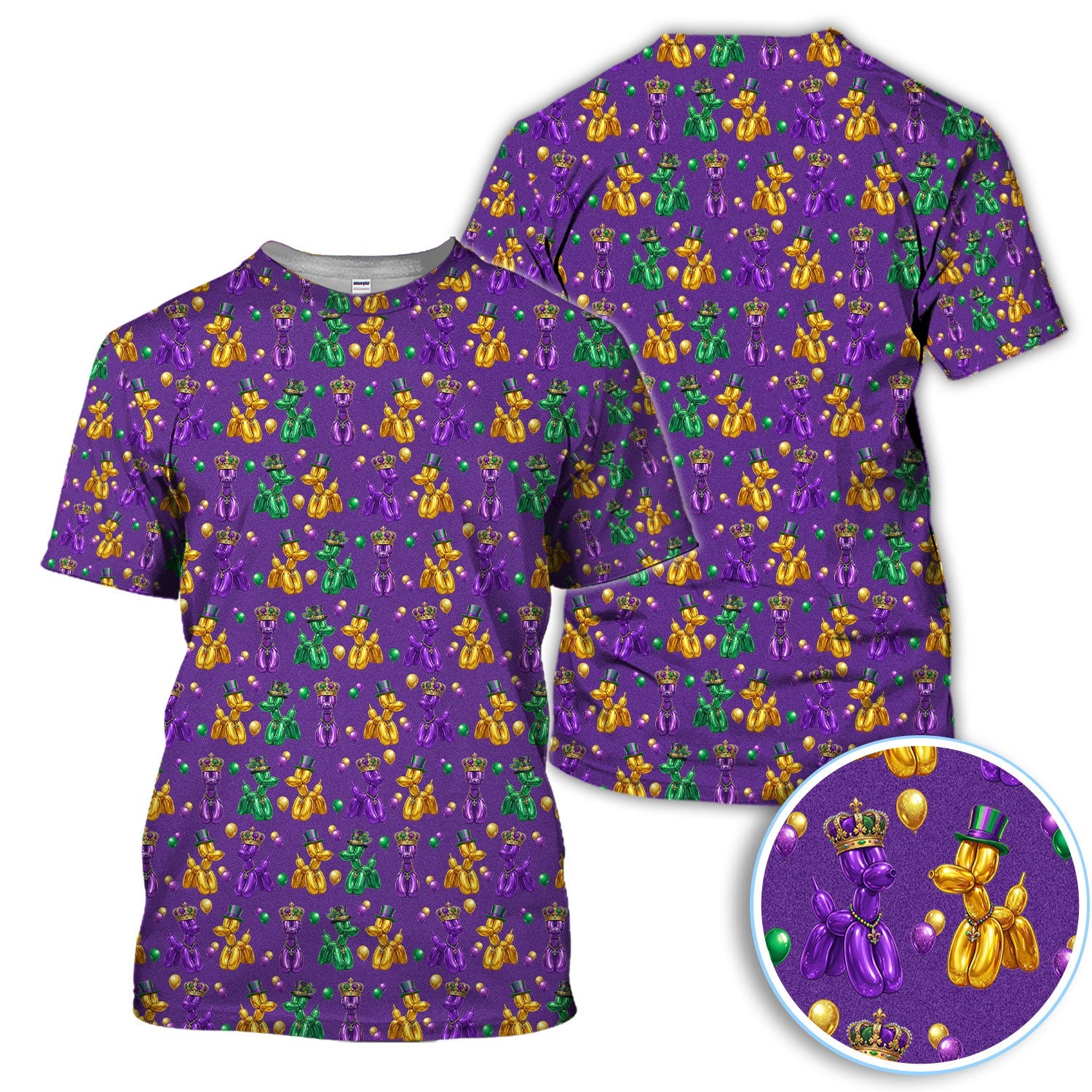 Mardi Gras Bead Dogs Golf Polos For Golfer, Festival Pattern Golf Shirt, Golf Gift For Men