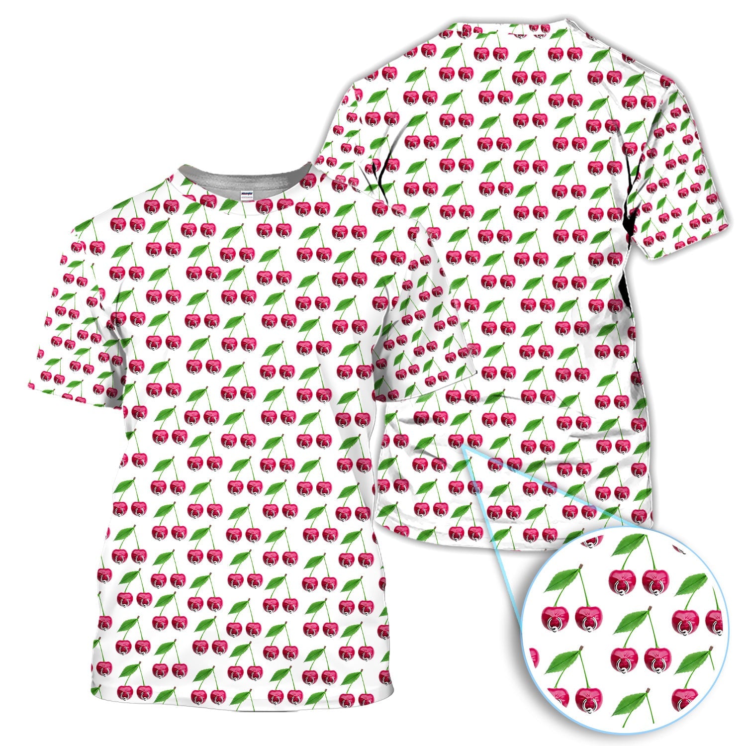 Cute Cherry Golf Pattern Shirt, Sweet Cherry Aesthetic Golf Shirt For Men, Fruit Lover Gift