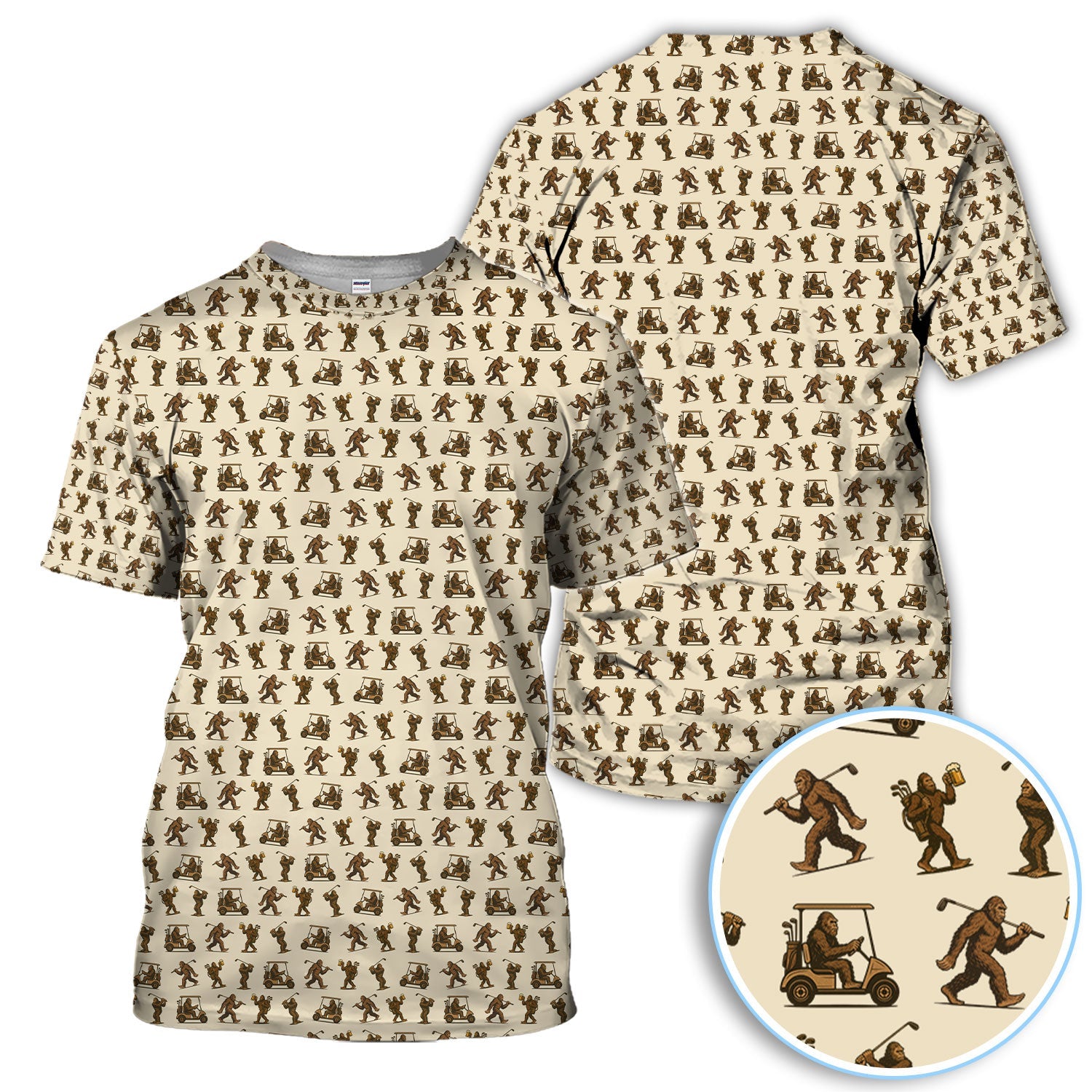 Funny Golf Pattern Shirt, Bigfoot Golf Shirt For Men, Crazy Golf Gift For Golfer