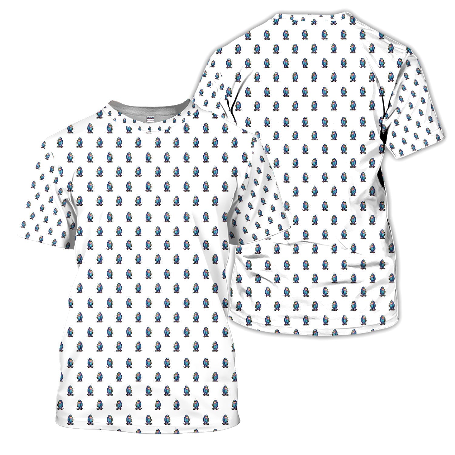 Funny Yeti Pattern Golf Polos, Bigfoot Coffee Skateboard Golf Shirt, Crazy Golf Shirts For Men