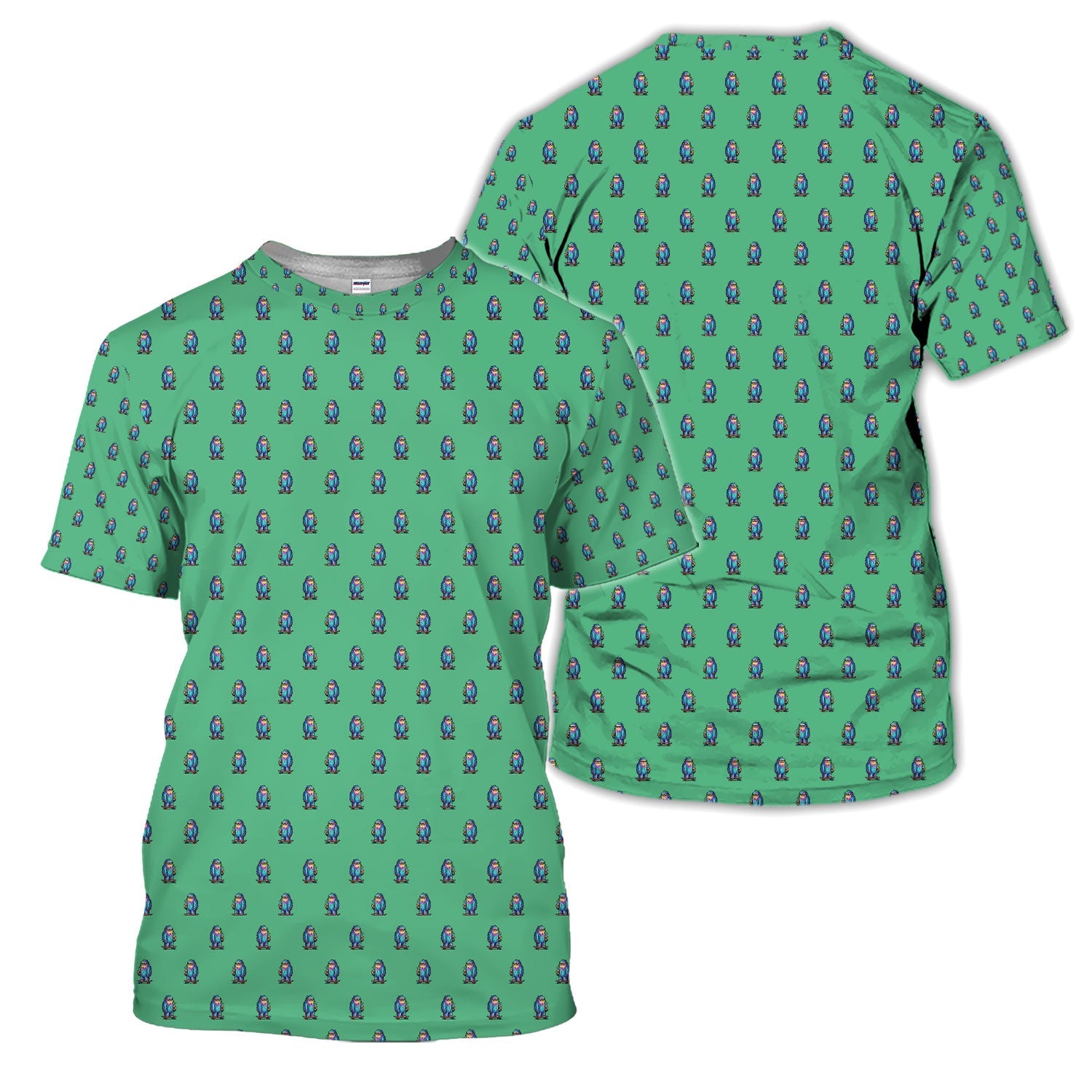 Funny Yeti Pattern Golf Polos, Bigfoot Coffee Skateboard Golf Shirt, Crazy Golf Shirts For Men