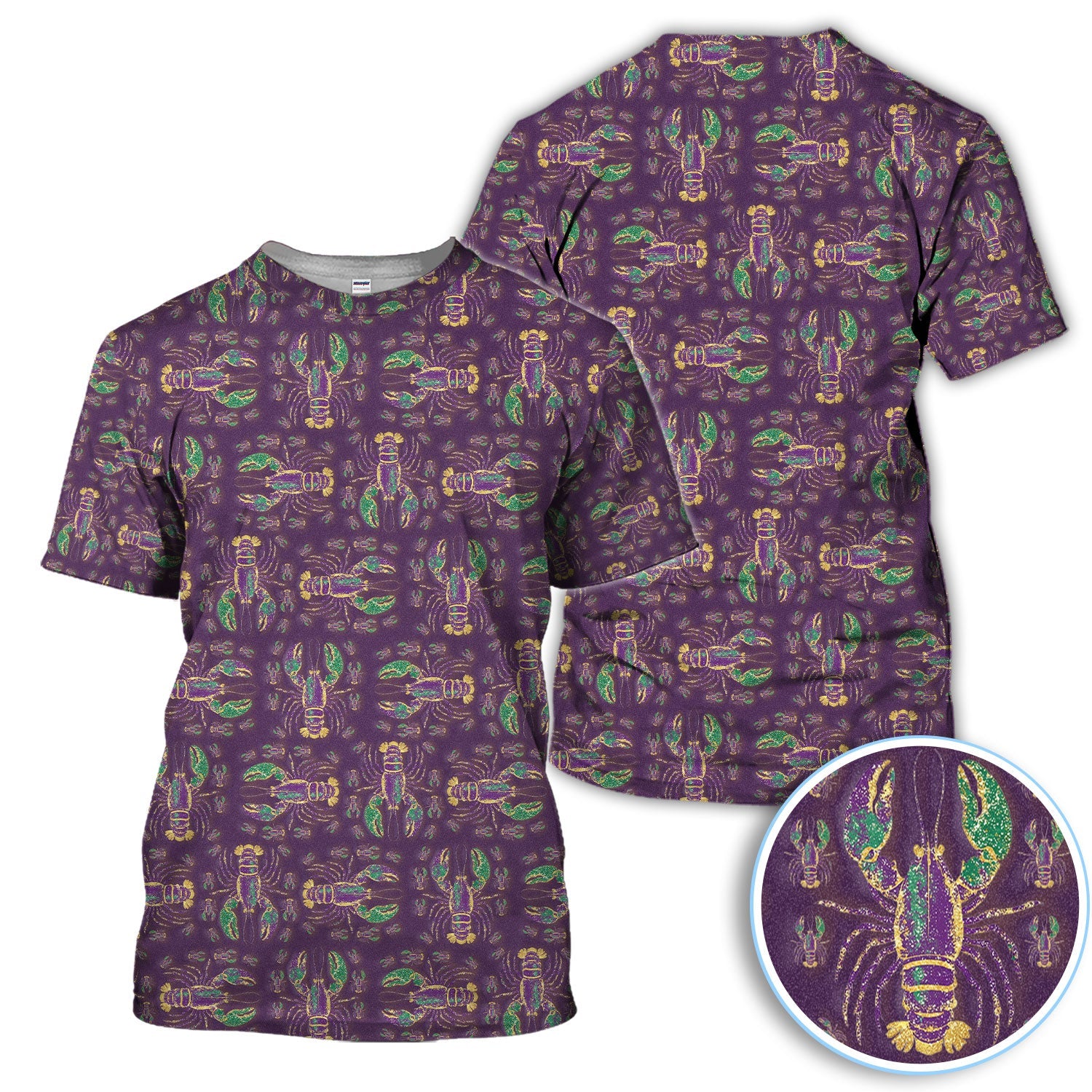 Louisiana Crawfish Pattern Golf Shirt, Mardi Gras Golf Polos For Golfer