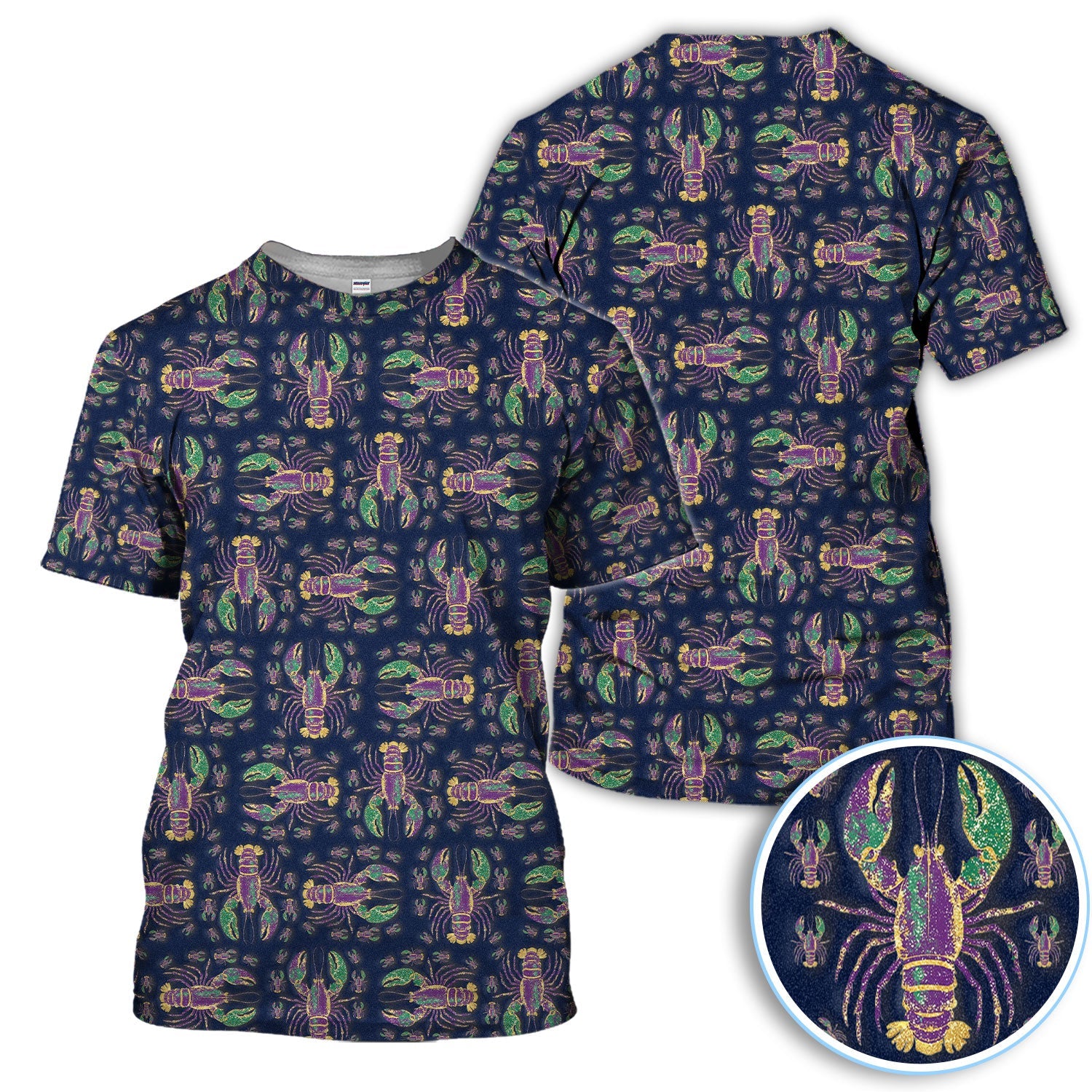 Louisiana Crawfish Pattern Golf Shirt, Mardi Gras Golf Polos For Golfer
