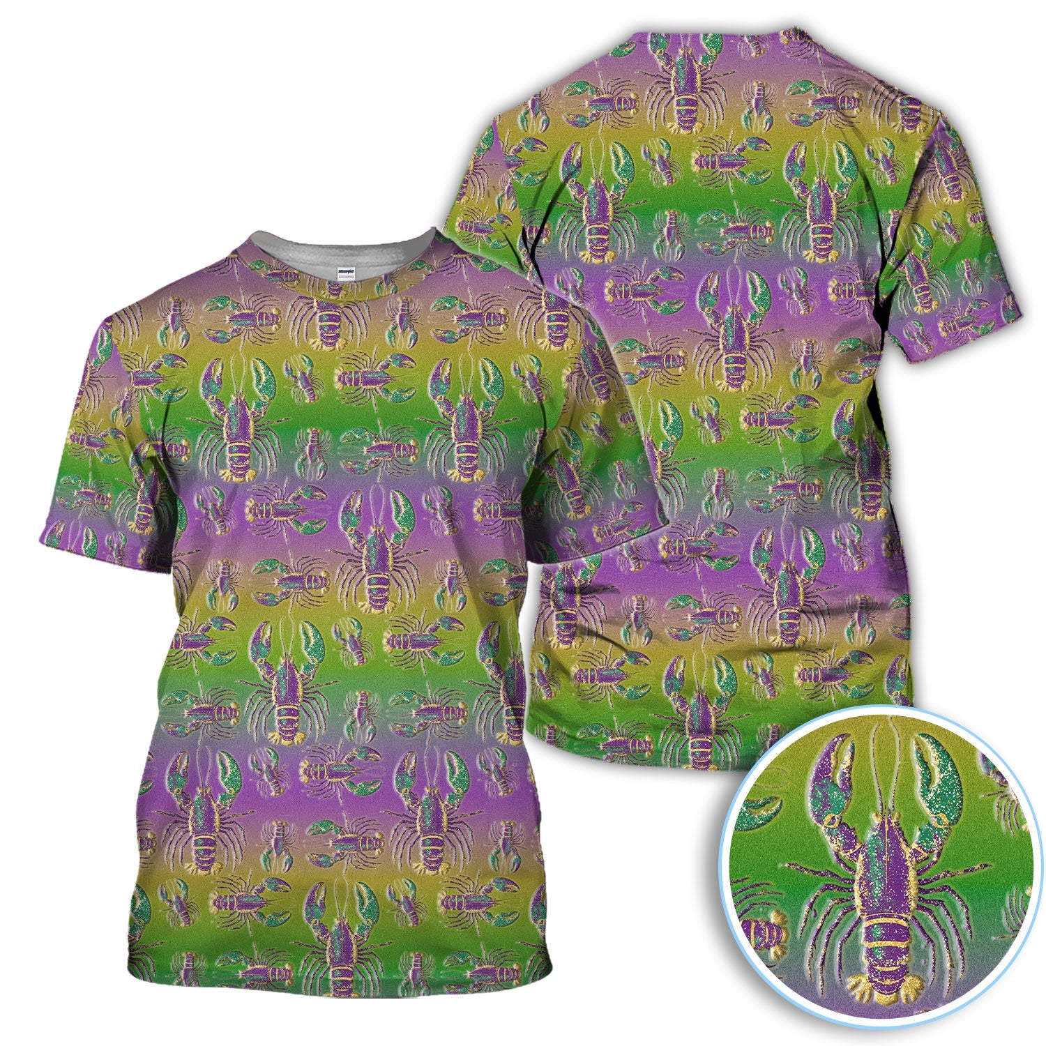 Crazy Louisiana Crawfish Golf Shirt For Women, Mardi Gras Crawfish Pattern Golf Polos, Golf Gift For Golfer