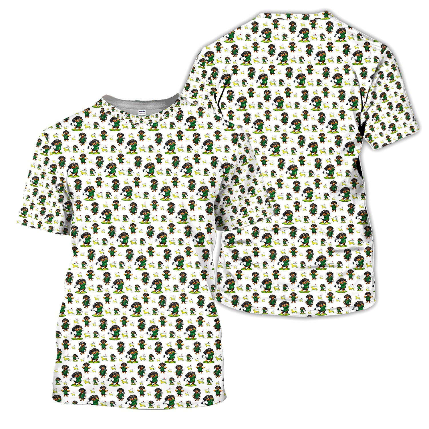 Funny Dachshund Golfing Golf Polos, Wiener Dog Pattern Golf Shirt For Women, Lucky Golf Vibes