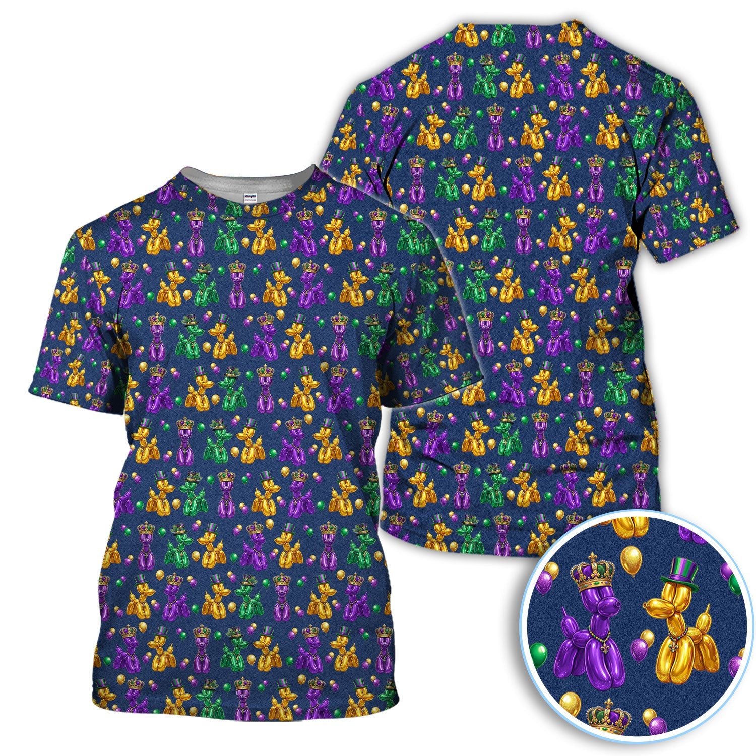 Mardi Gras Bead Dogs Golf Polos For Golfer, Festival Pattern Golf Shirt, Golf Gift For Men