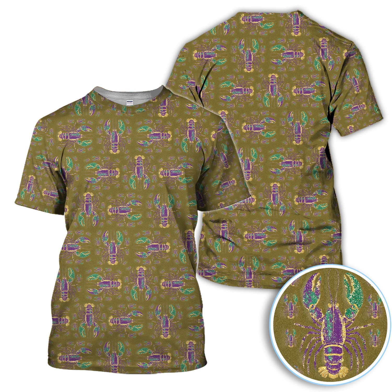 Louisiana Crawfish Pattern Golf Shirt, Mardi Gras Golf Polos For Golfer