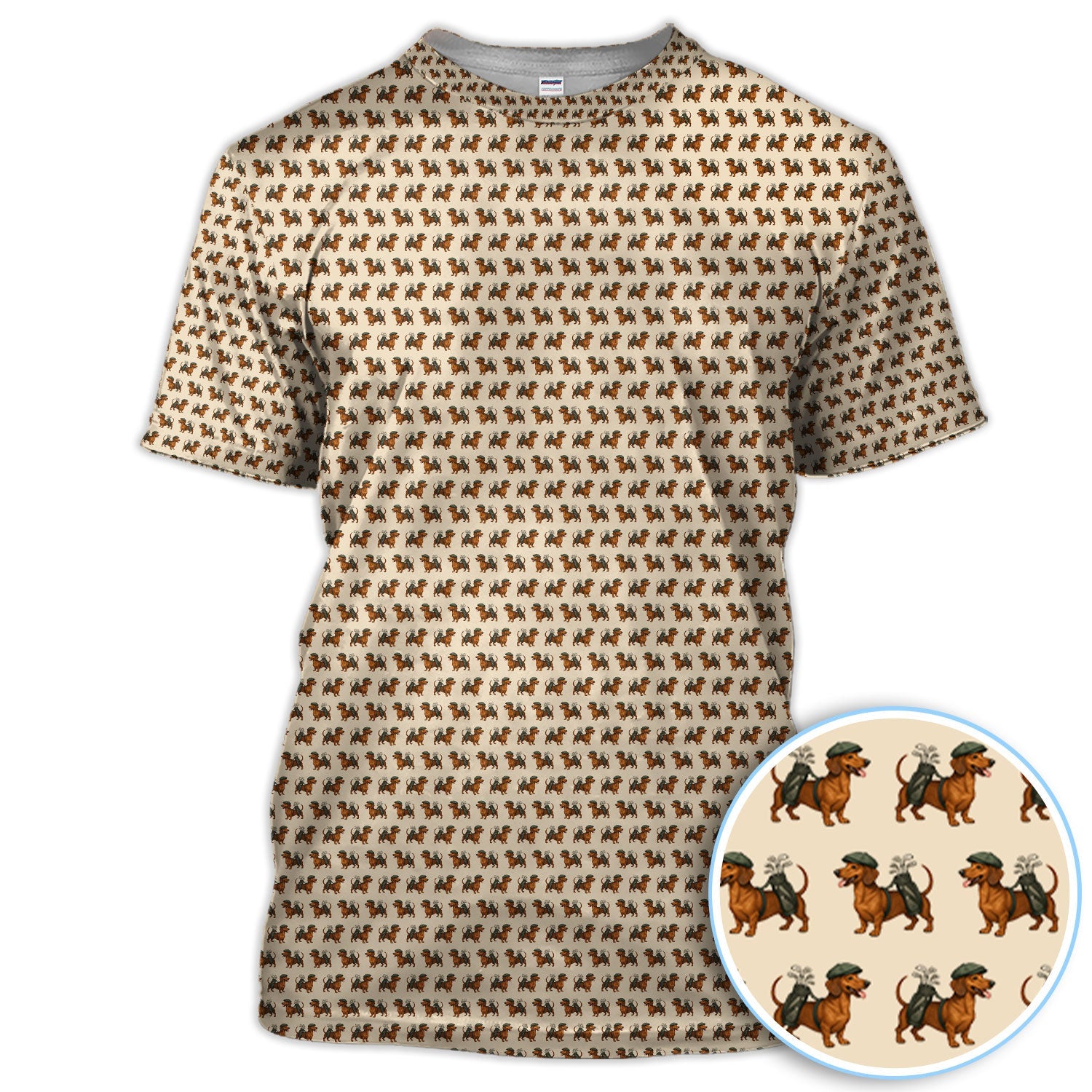 Dachshund Pattern Golf Polos, Crazy Dachshund Golf Shirt For Men, Funny Golf Shirt