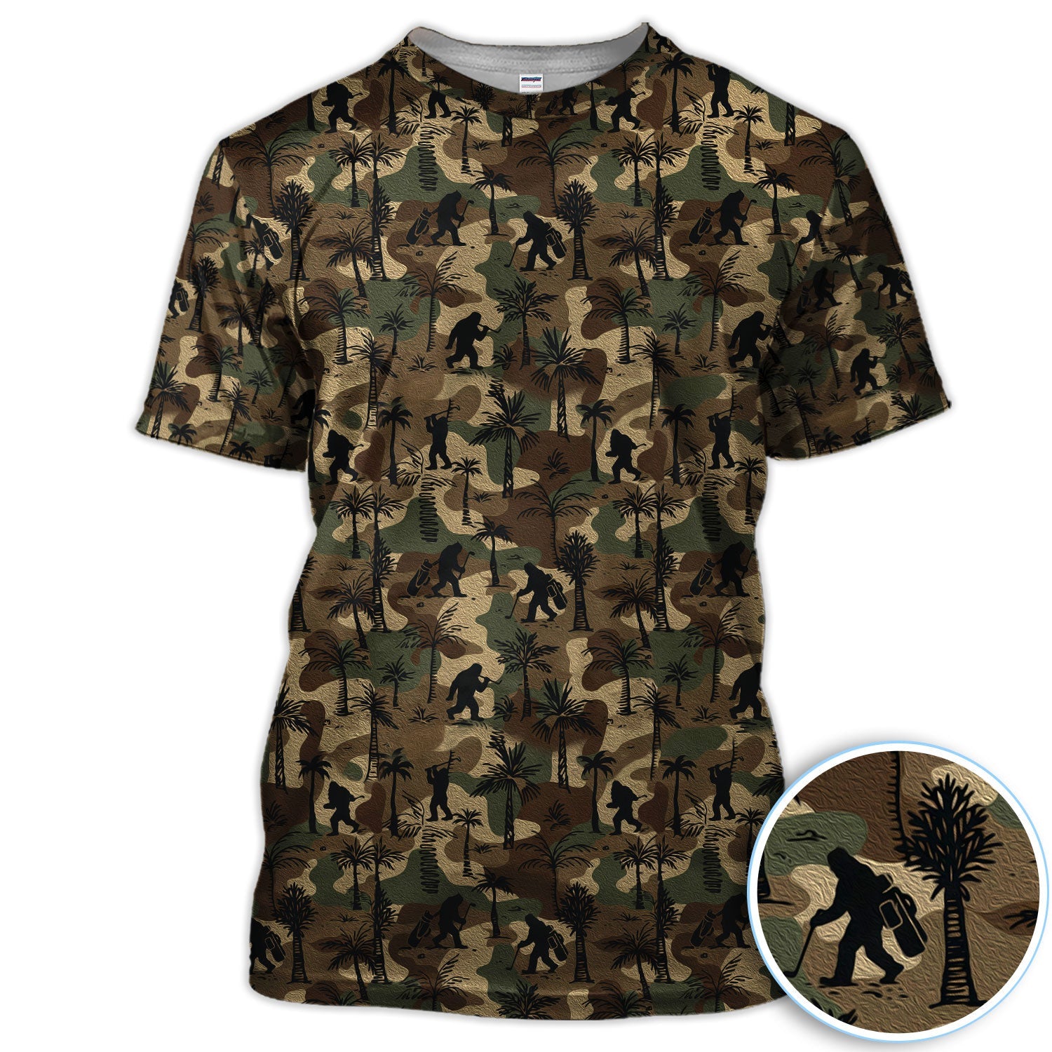 Bigfoot Camo Golf Polo Shirt, Funny Sasquatch Camouflage Polo For Men, Outdoor Golf Shirt