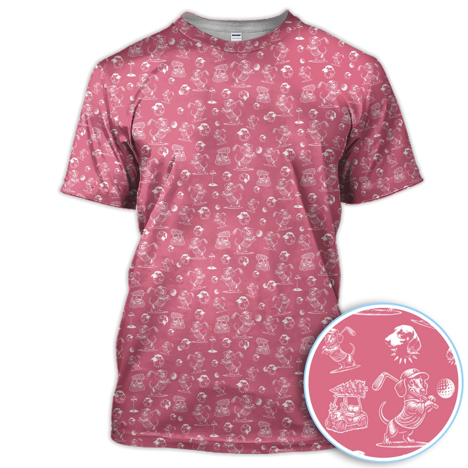 Dachshund Pattern Golf Shirt for Men, Funny Golf Polos, Golf Gift For Men