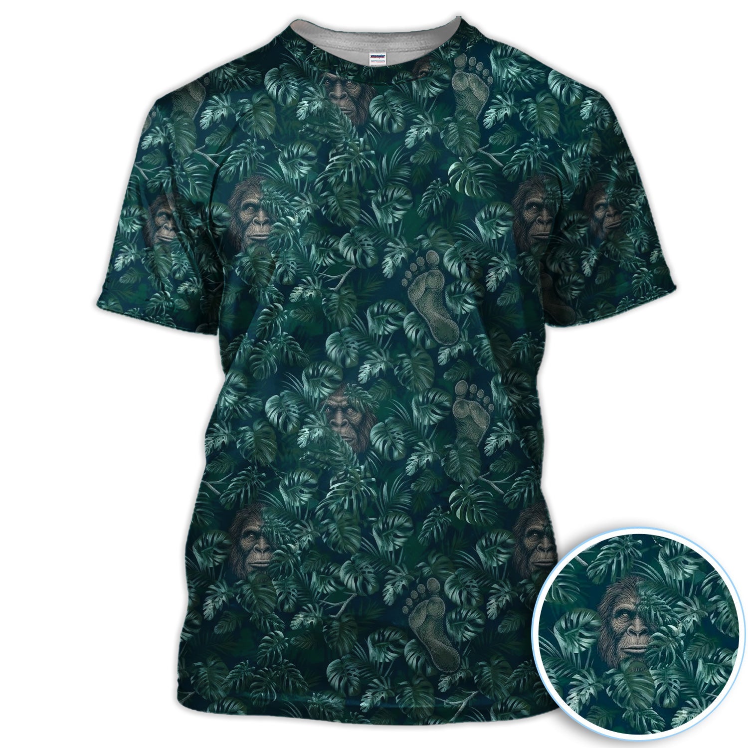 Funny Hidden Gorilla Jungle Golf Pattern Shirt, Bigfoot Footprint Golf Shirt For Men, Golfer Gift