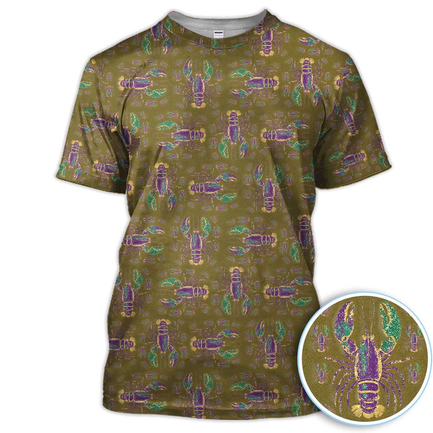 Louisiana Crawfish Pattern Golf Shirt, Mardi Gras Golf Polos For Golfer