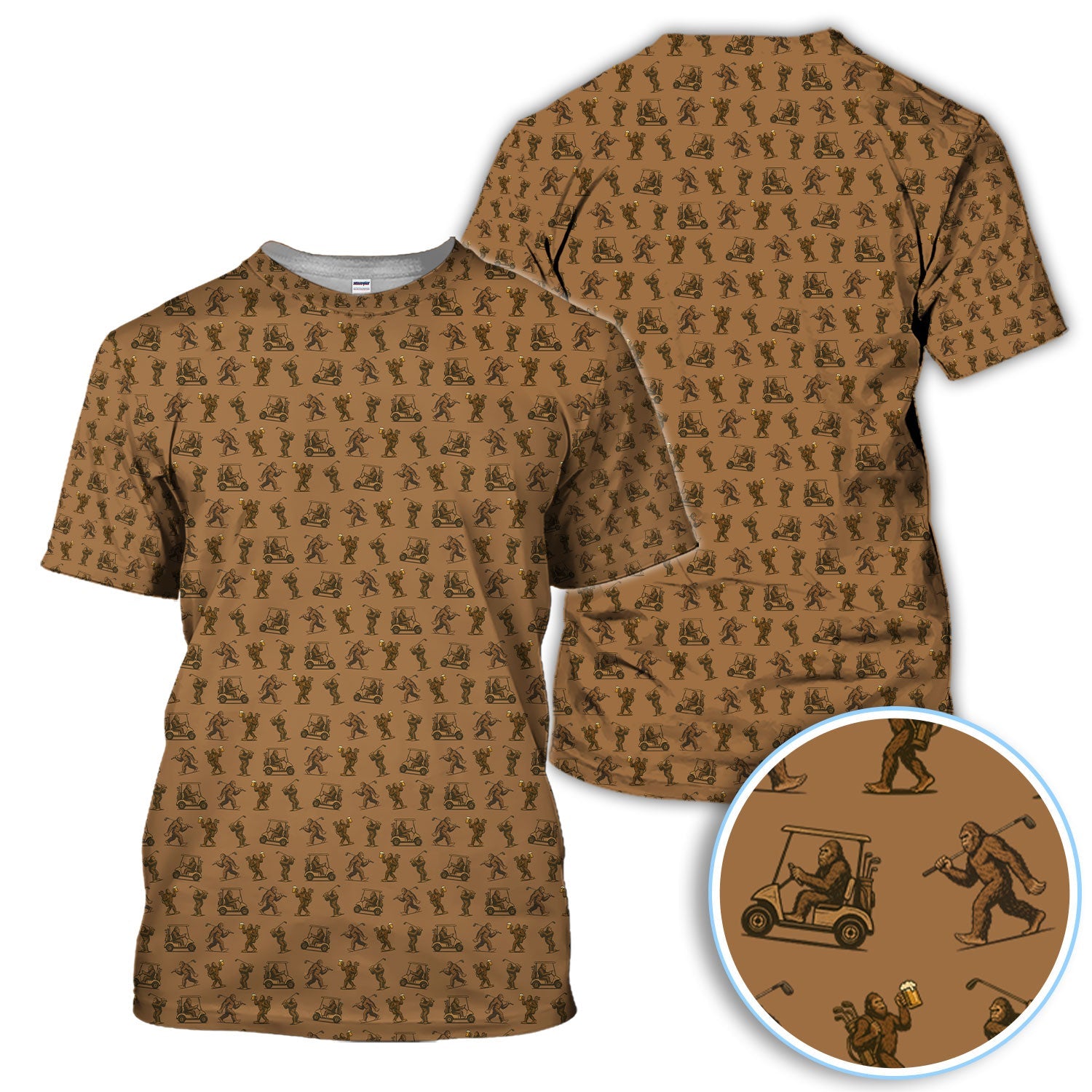 Funny Golf Pattern Shirt, Bigfoot Golf Shirt For Men, Crazy Golf Gift For Golfer