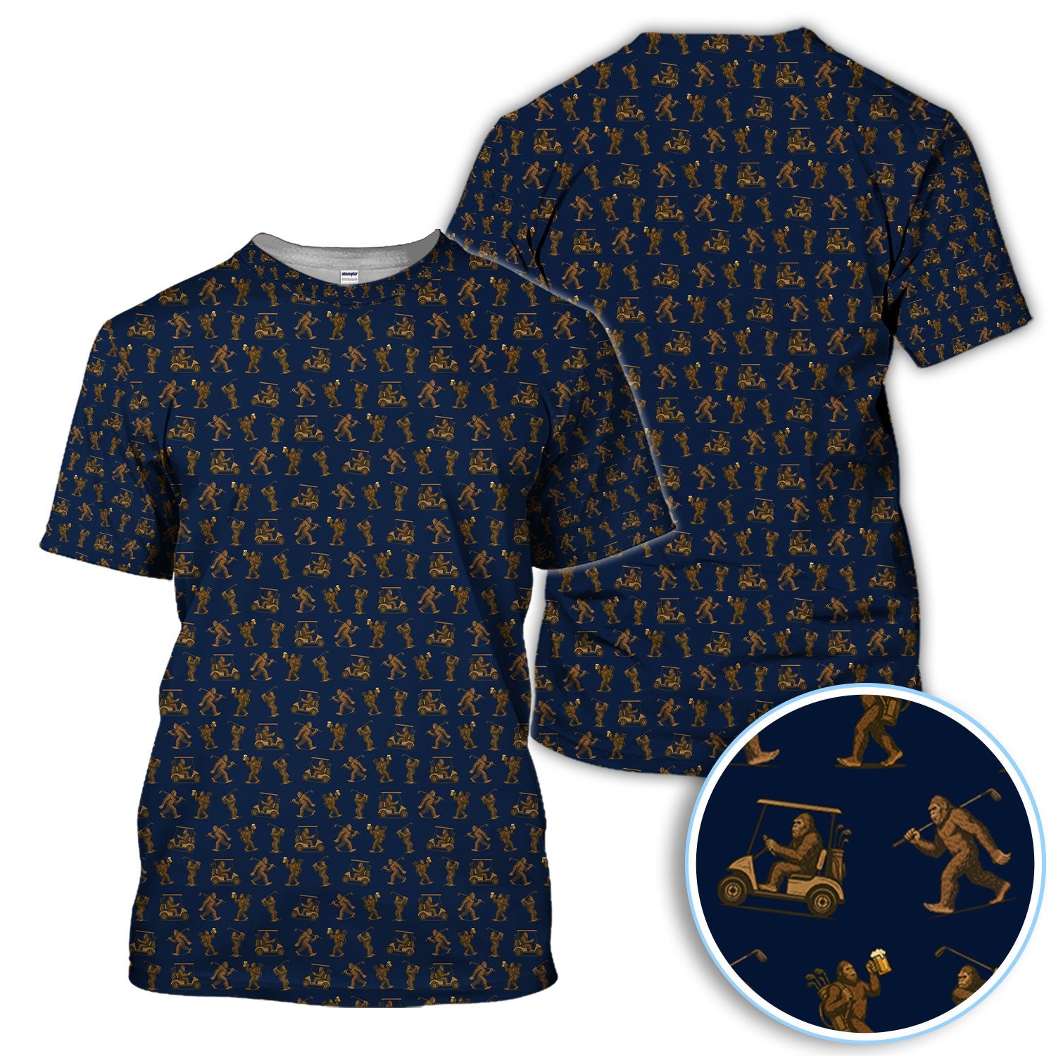 Funny Golf Pattern Shirt, Bigfoot Golf Shirt For Men, Crazy Golf Gift For Golfer