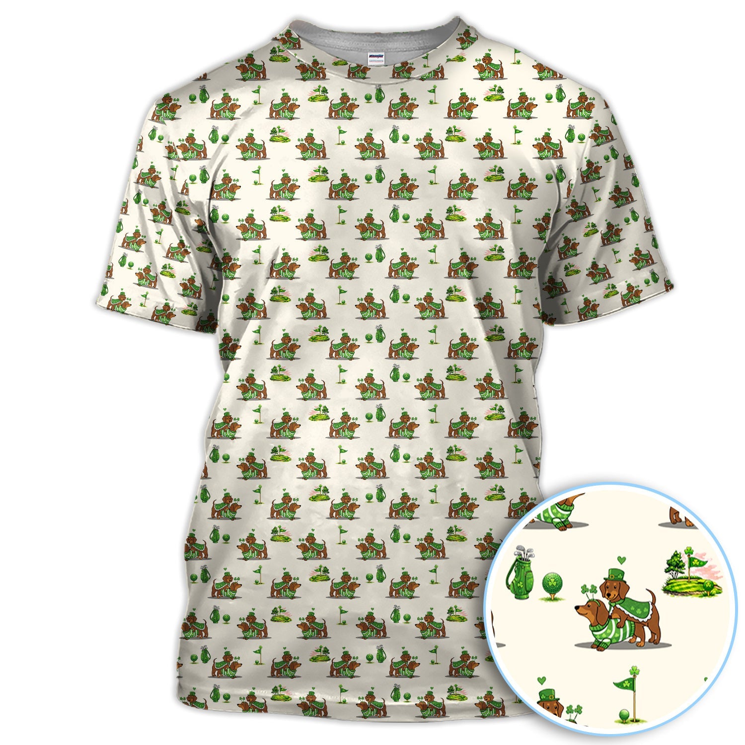 St Patrick’s Day Dachshund Patrick Golf Shirt, Wiener Dog Golf Polos For Men, Golf Gift For Golfer