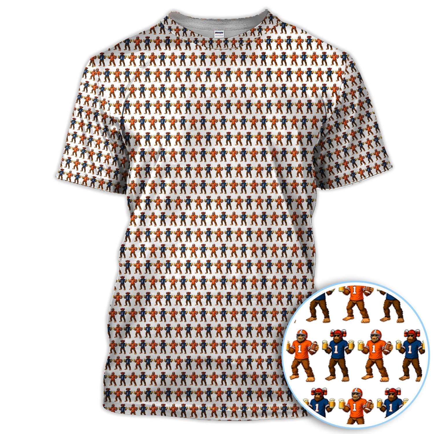 Bigfoot And Beer Pattern Golf Shirt, Sasquatch Golf Polos For Golfer, Golf Gift For Men