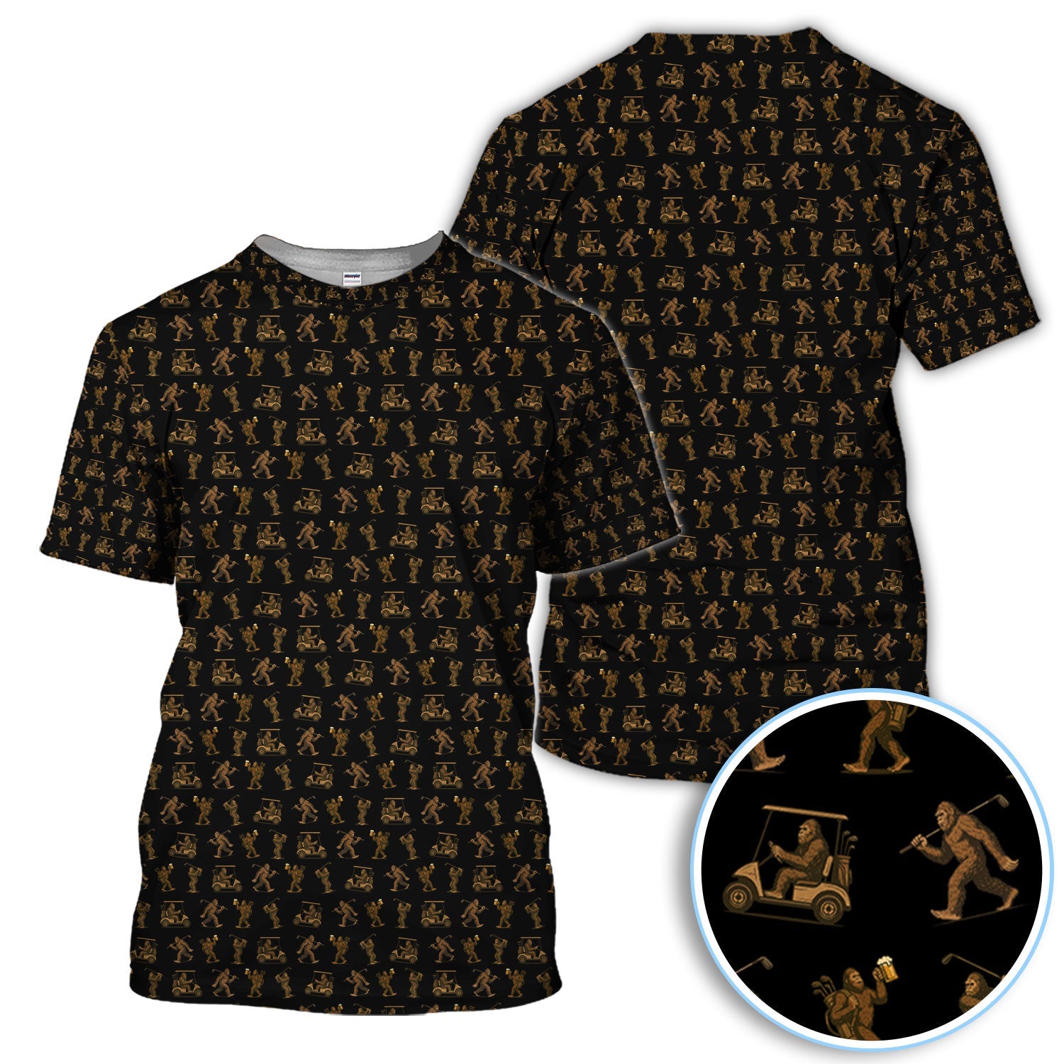 Crazy Golf Pattern Shirt, Bigfoot Golf Shirt For Men, Golf Gift For Golfer