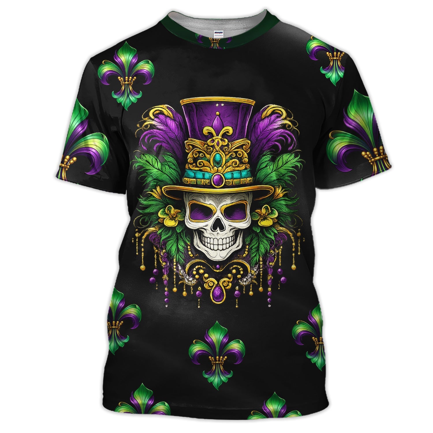 Mardi Gras Mask Skull Pattern Golf Shirt, Carnival Golf Polos For Men, Golf Gift For Golfer